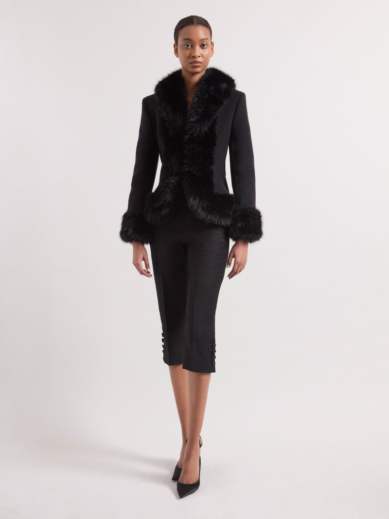 Black Faux Fur Short Coat 1