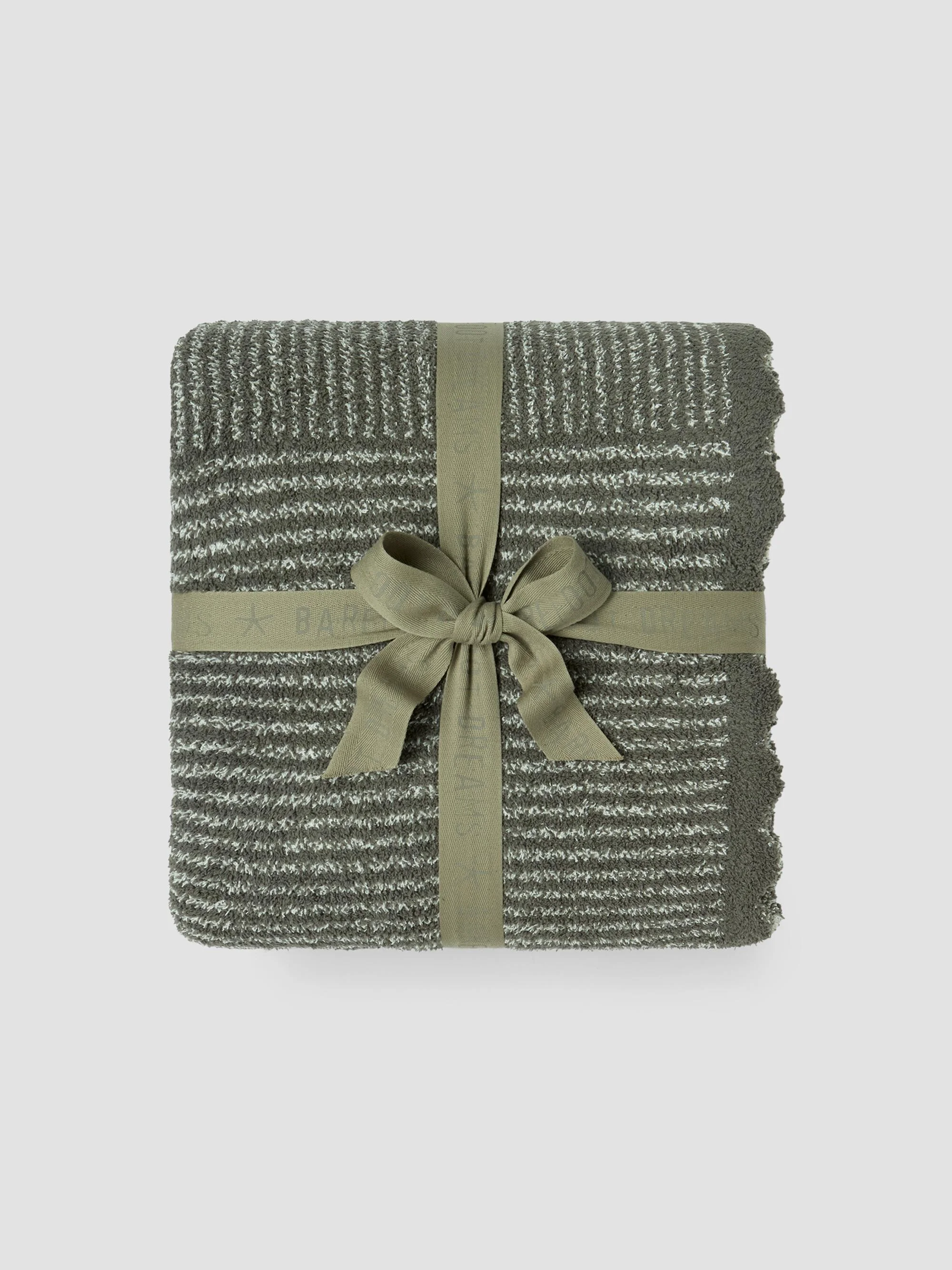CozyChic Scallop Stripe Throw Blanket - Olive Branch Cream - 1