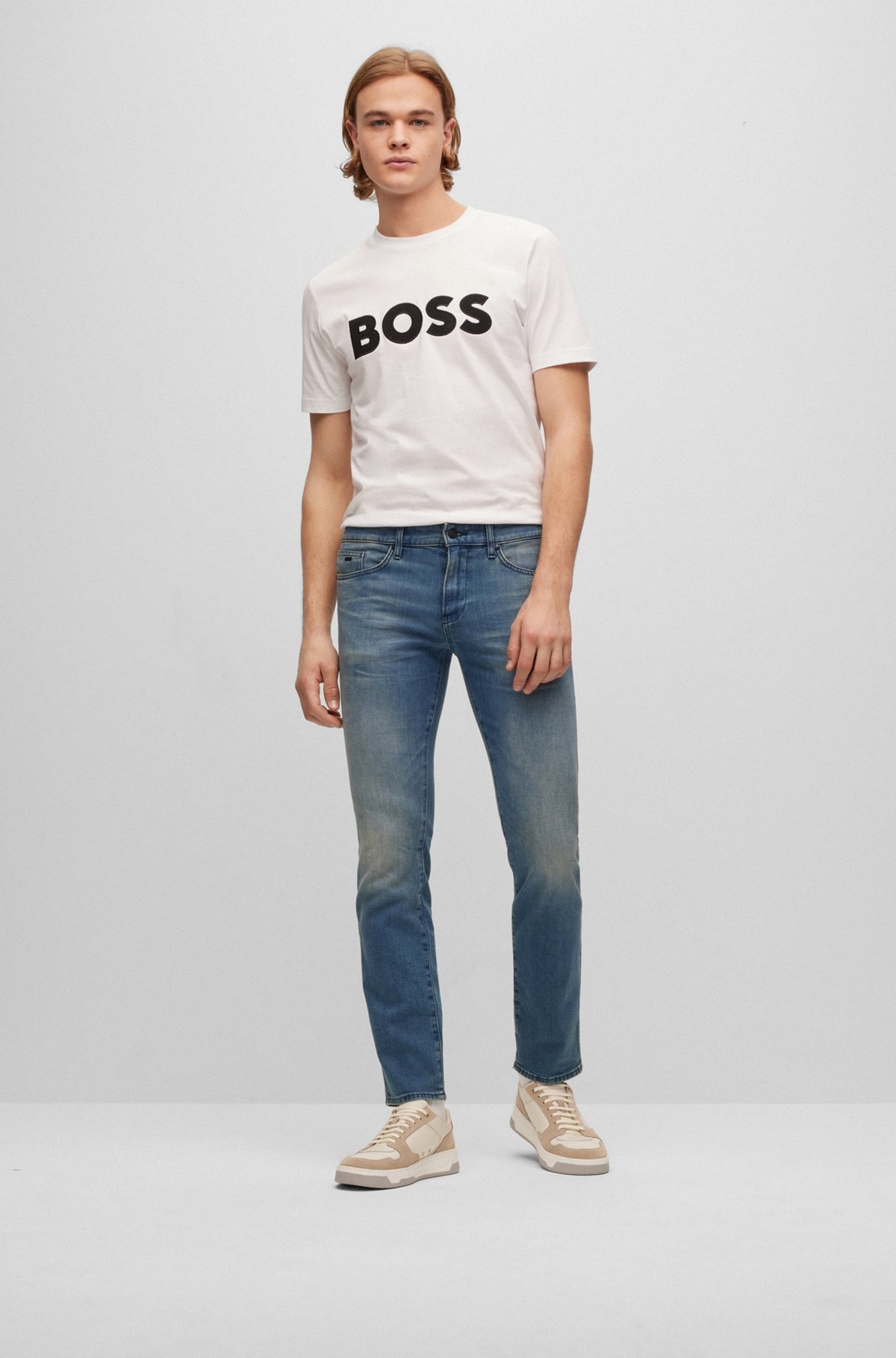 SLIM-FIT JEANS IN SUPER-SOFT BLUE STRETCH DENIM - 3