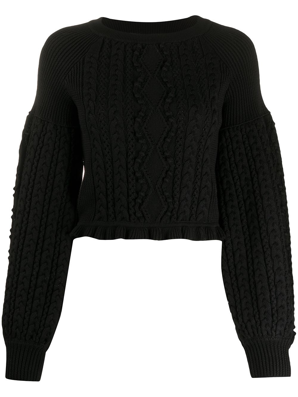 balloon-sleeve cable knit sweater - 1