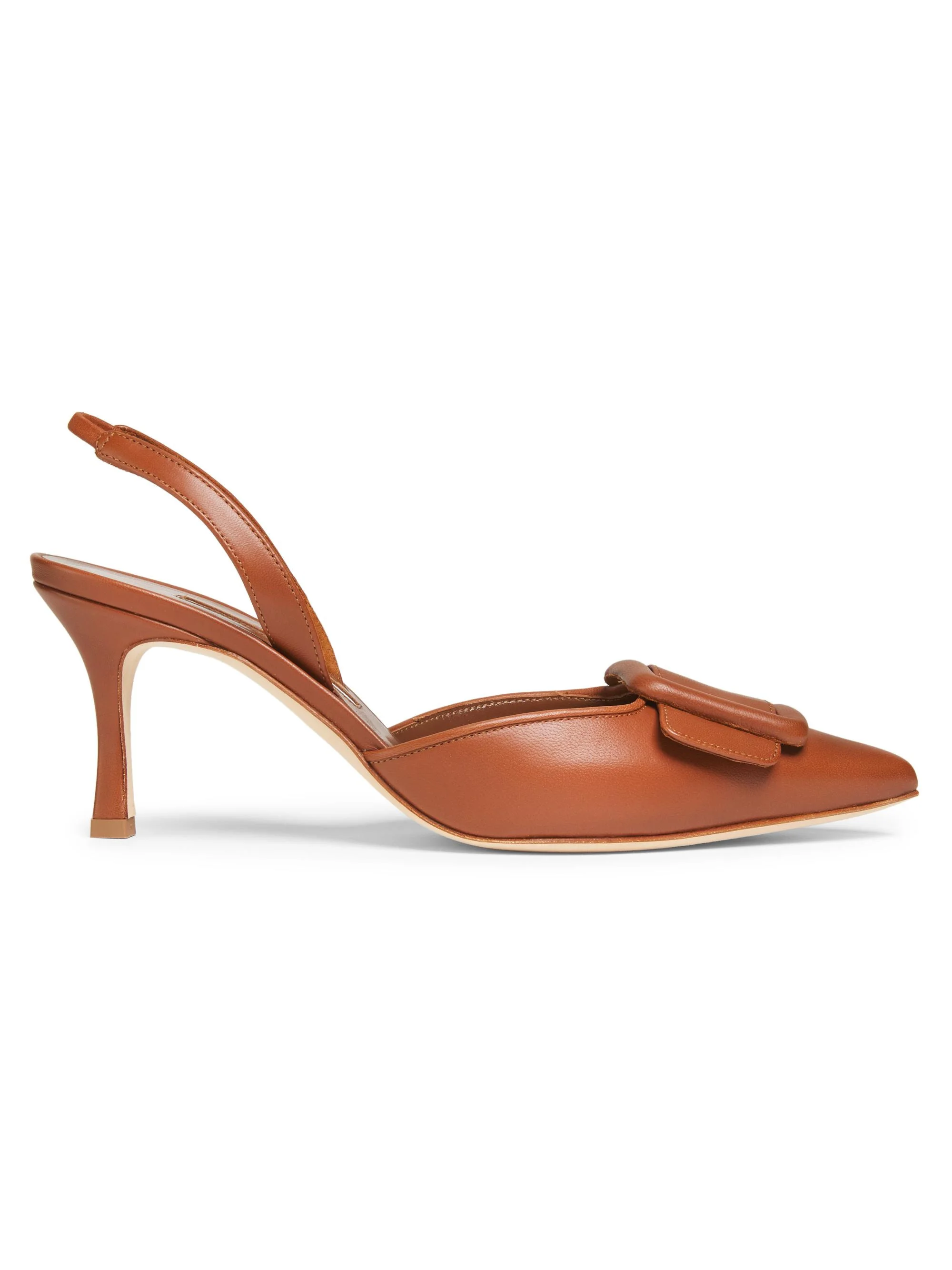 Women's Maysli 70MM Leather Slingback Pumps - Brown - 1