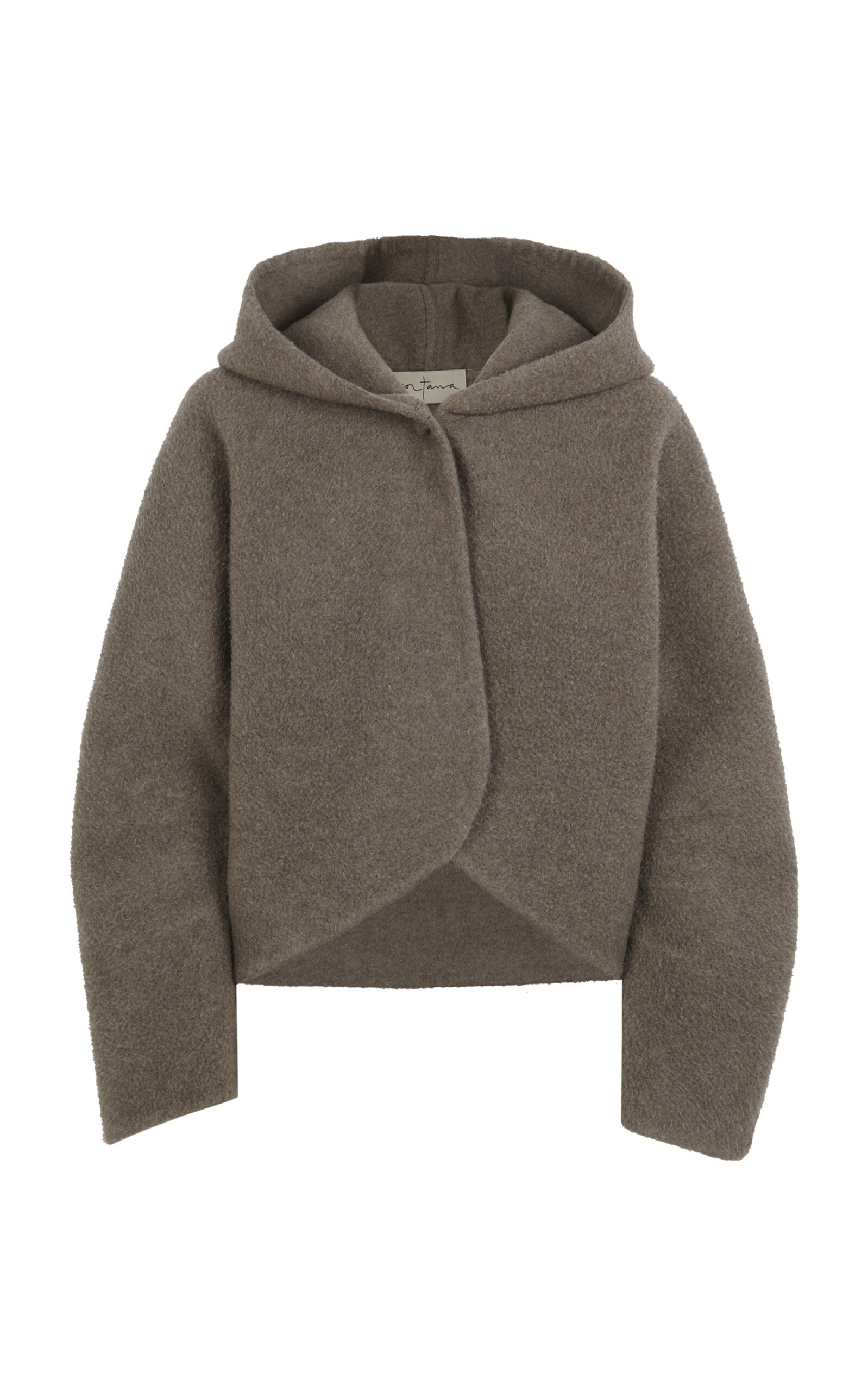 Abrazo Hooded Cropped Cashmere Jacket taupe - 1