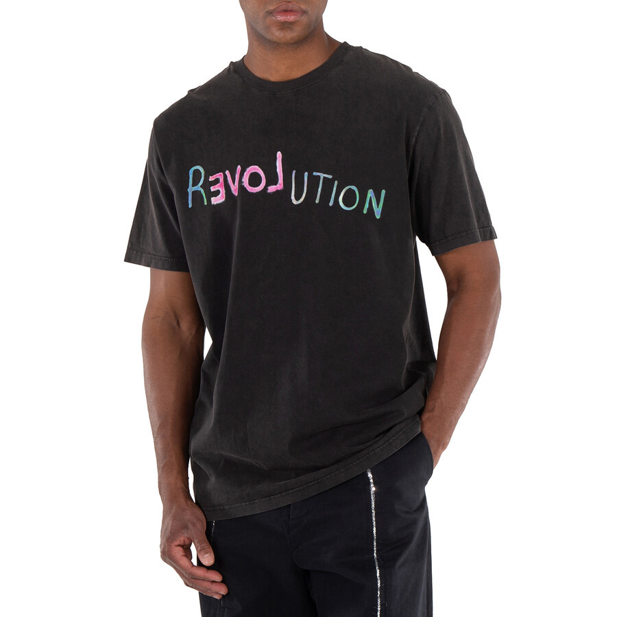 Bluemarble Men's Black Revolution Text-Print Cotton T-Shirt - 2
