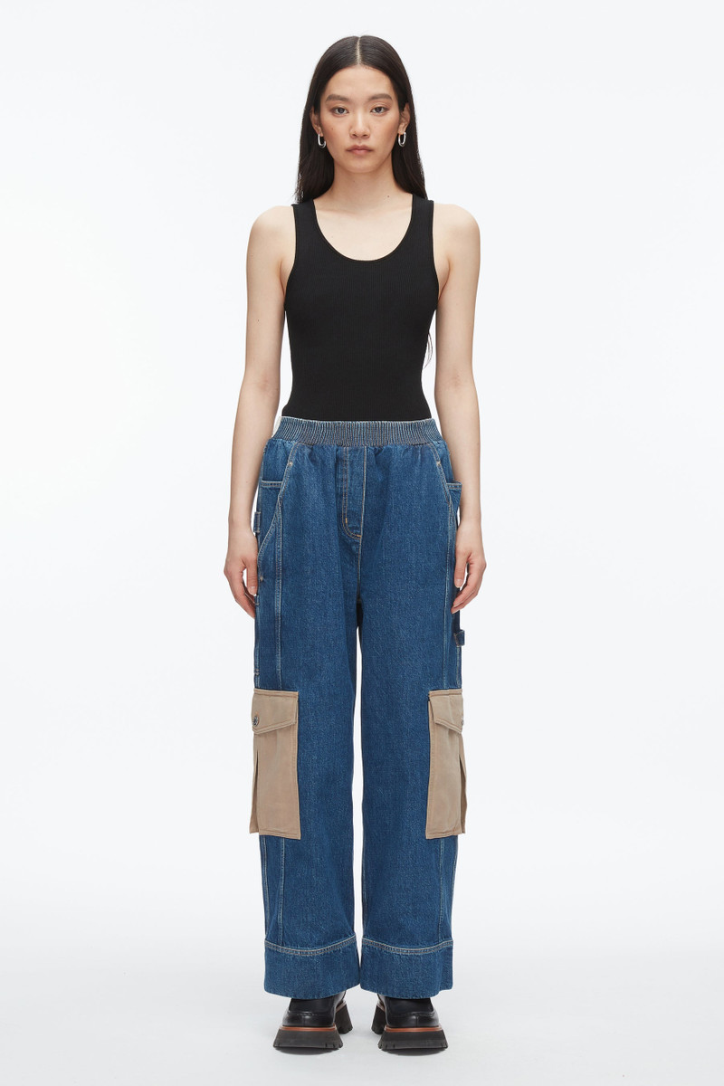 3.1 Phillip Lim Patchwork Denim Pull On Pants outlook