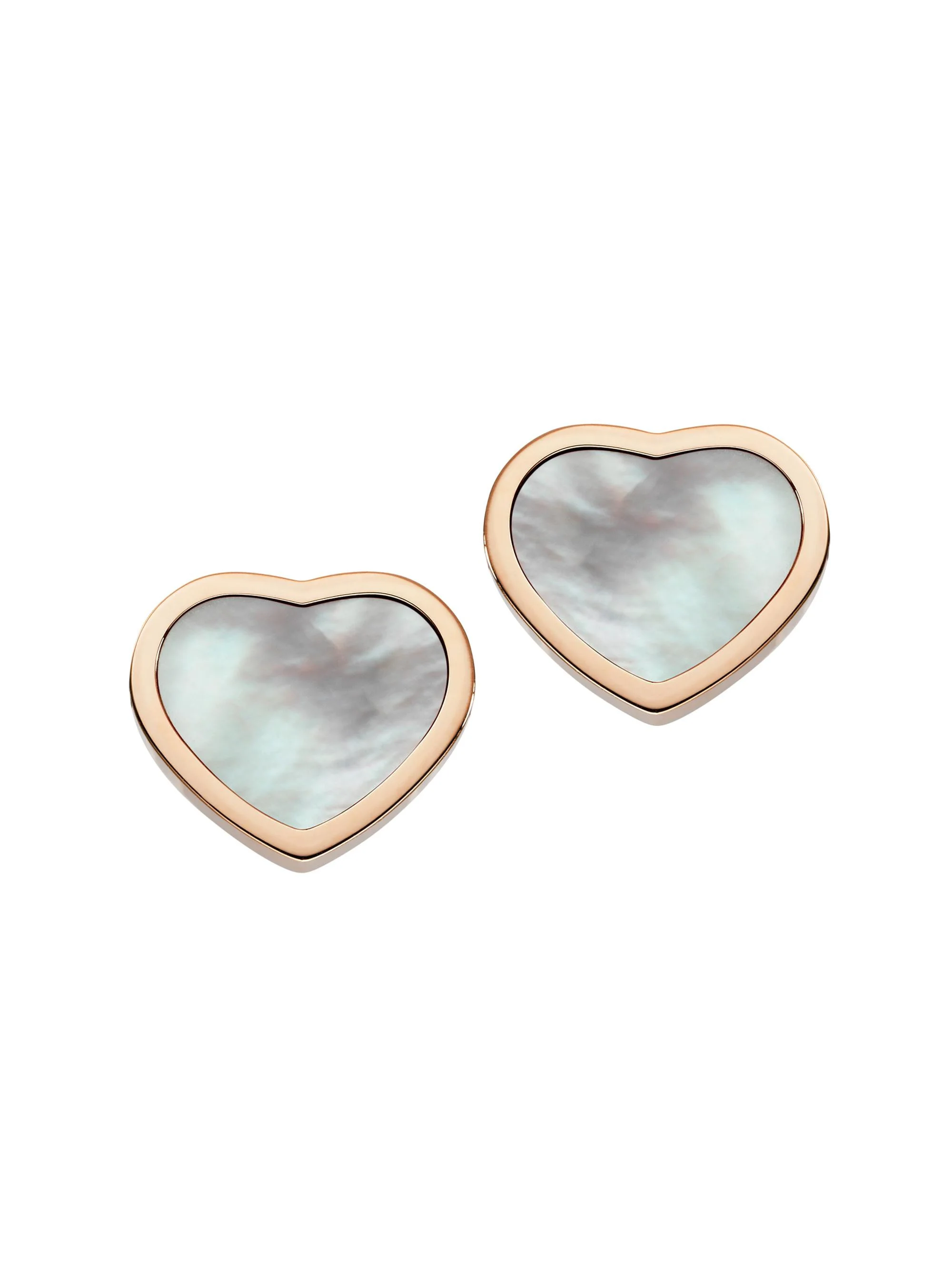 Women's Happy Hearts 18K Rose Gold & Mother-Of-Pearl Stud Earrings - 1