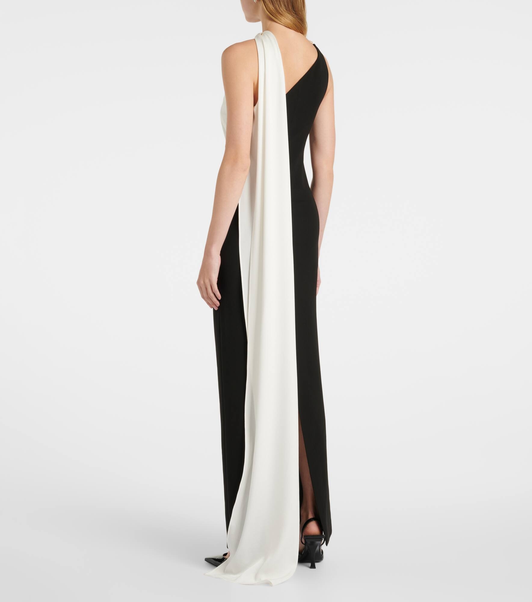 Scarf-detail one-shoulder gown - 3