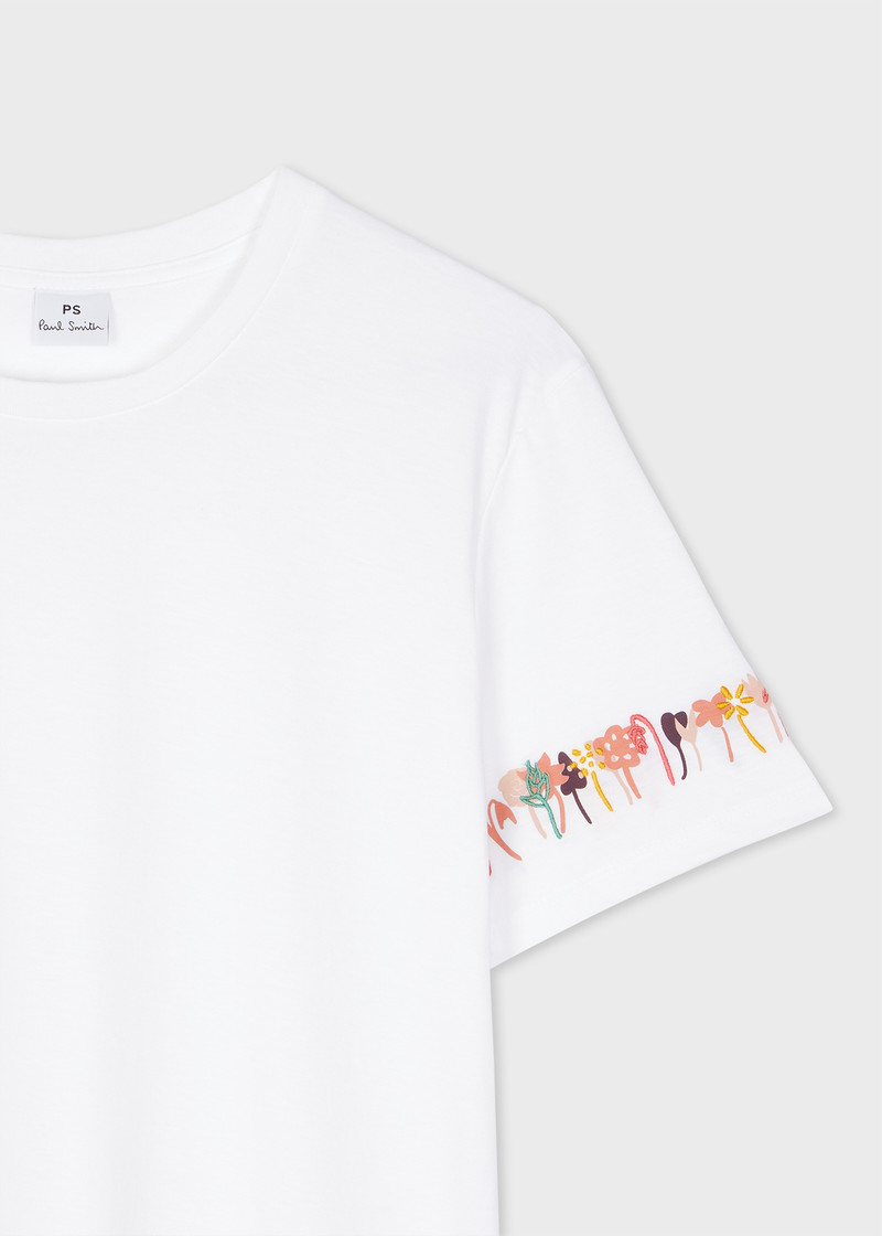 Paul Smith Women's Cotton White 'Embroidered Flowers' T-Shirt outlook