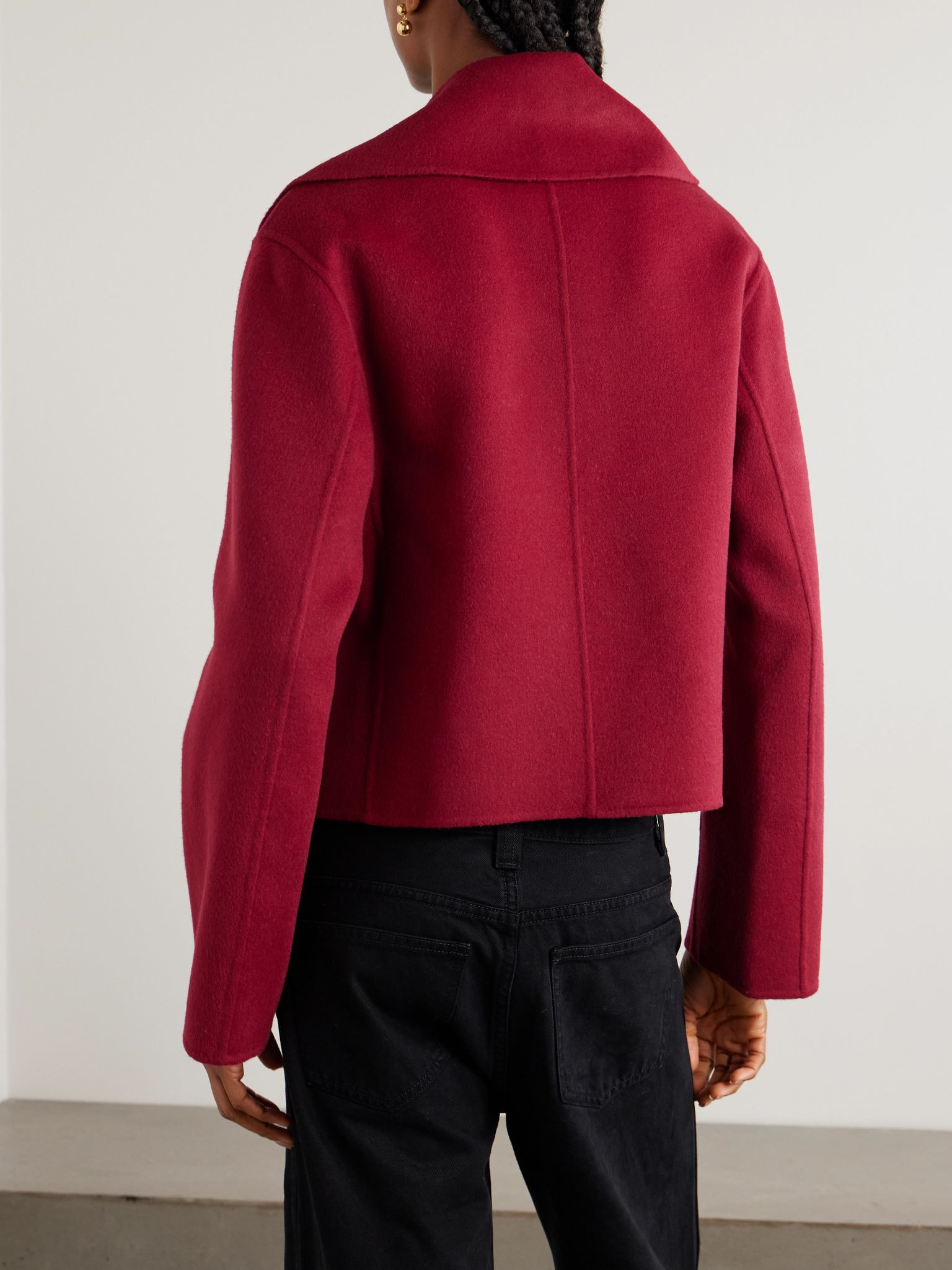 Delano cropped wool and cashmere-blend double-breasted jacket Red - 4