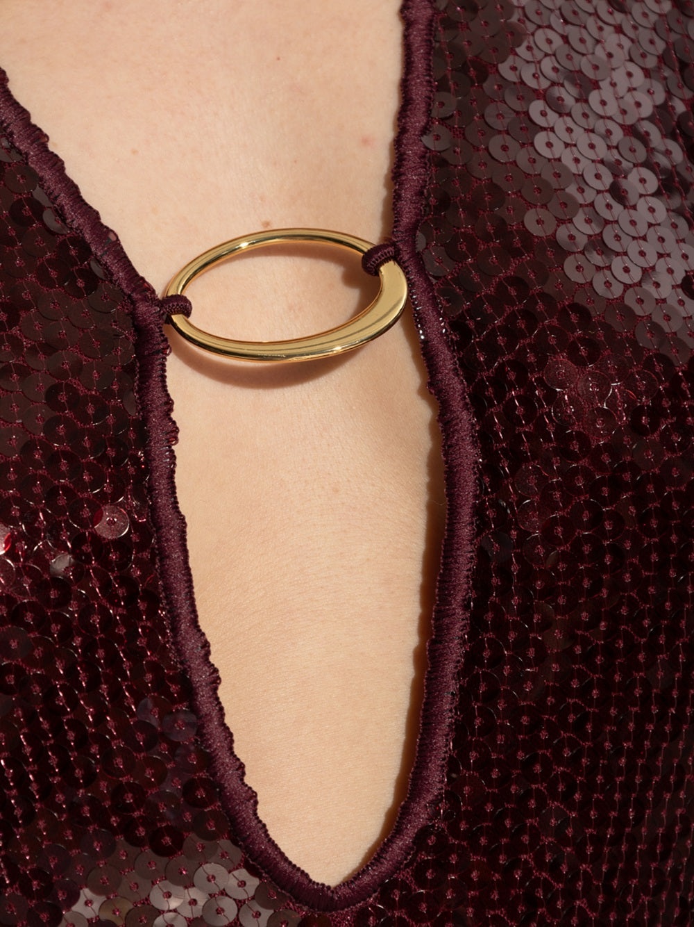 Oseree Sequin Dress Burgundy - 5