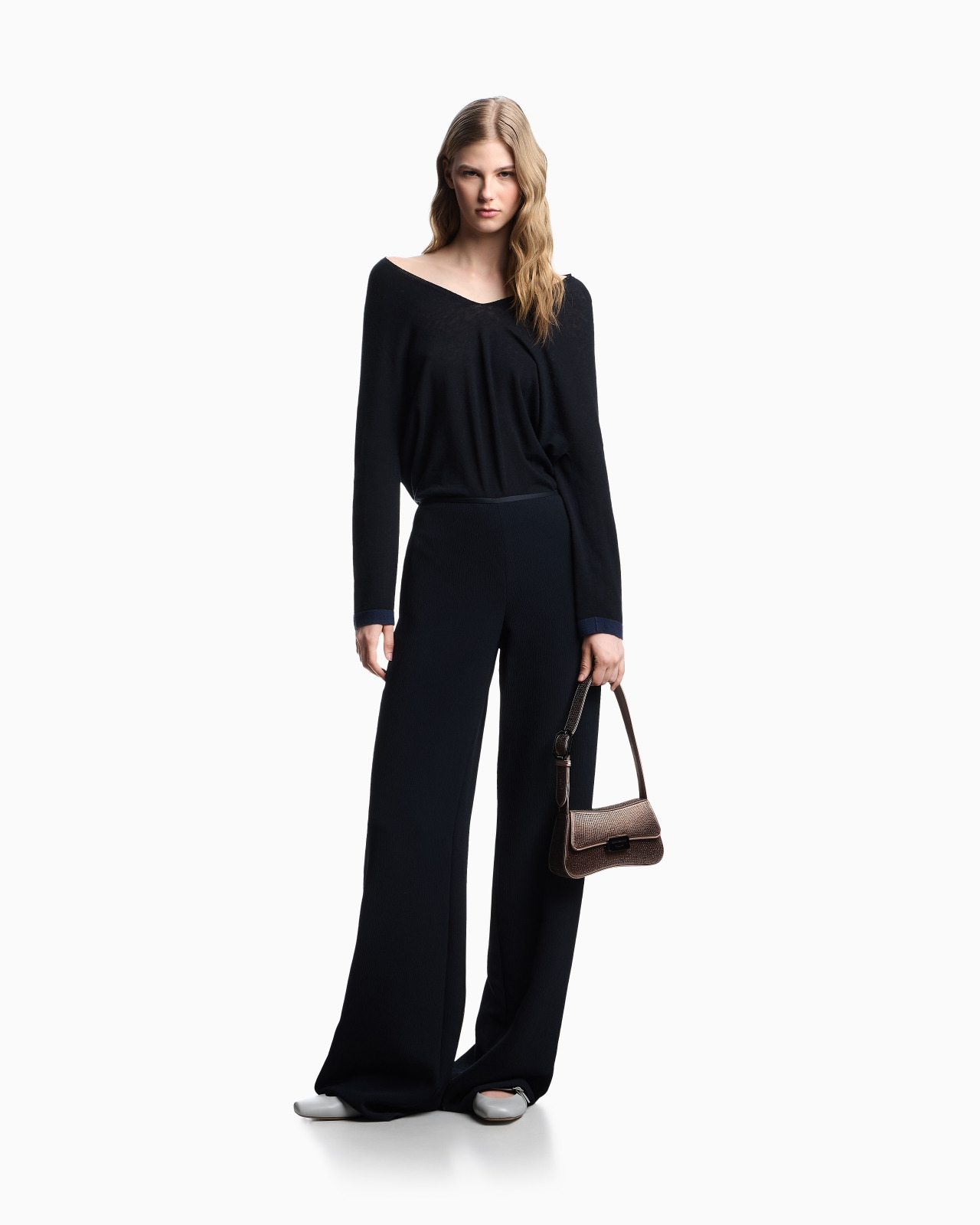 CADY CRÊPE EFFECT PALAZZO TROUSERS - 2