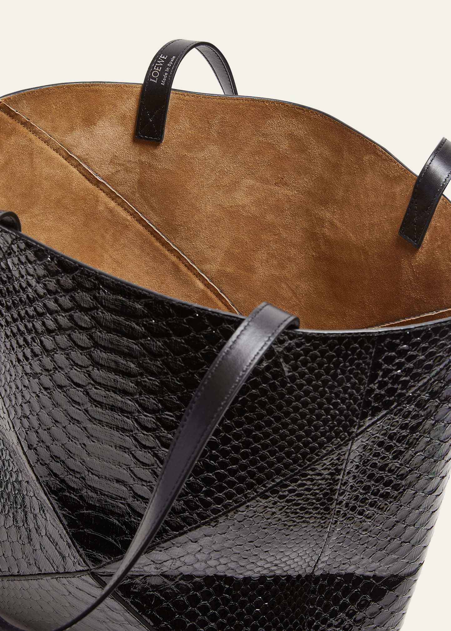 Puzzle Fold Large Patent Python-Embossed Tote Bag - 4