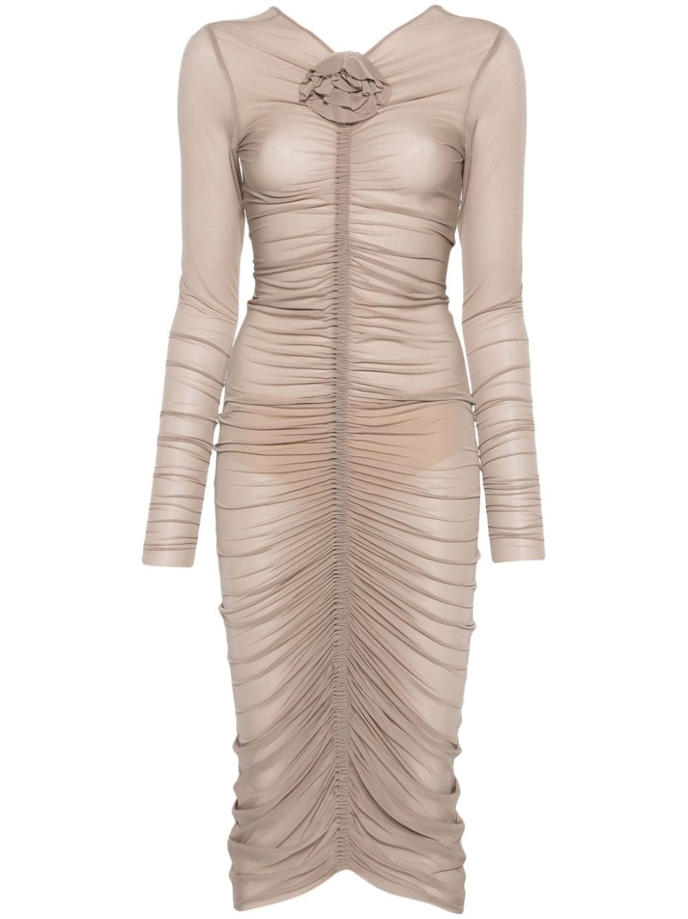 flower-detailing sheer dress - 1