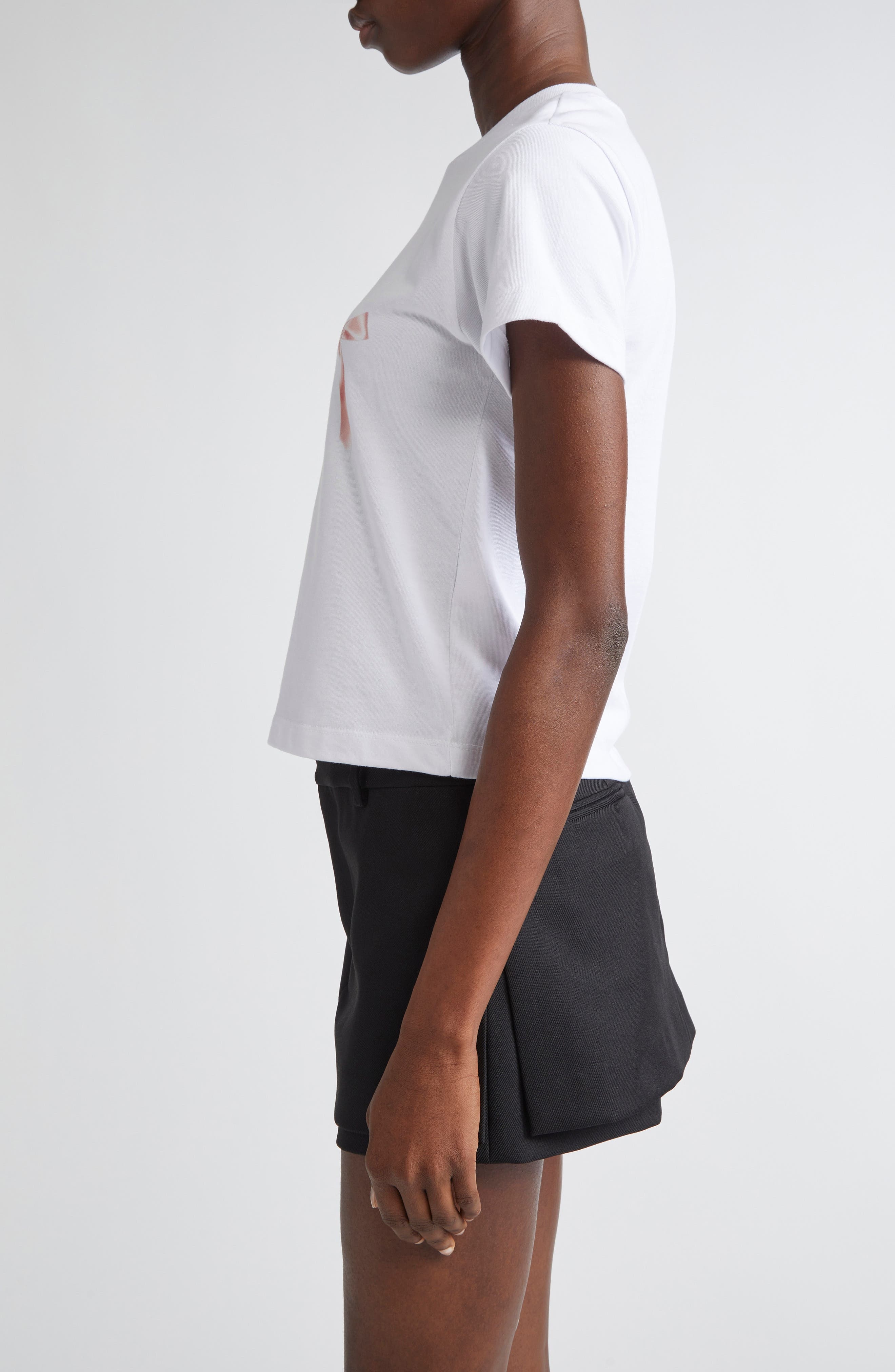 Sandy Liang Ame Bow Graphic Baby Tee in White at Nordstrom - 4