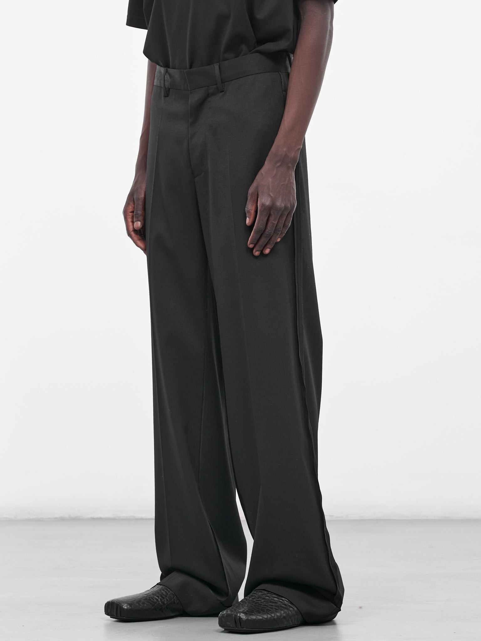 Black Wide Leg Tailored Trousers - 2