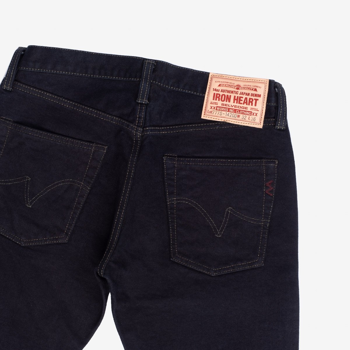 IH-777S-142od 14oz Selvedge Denim Slim Tapered Cut Jeans - Indigo Overdyed Black - 7