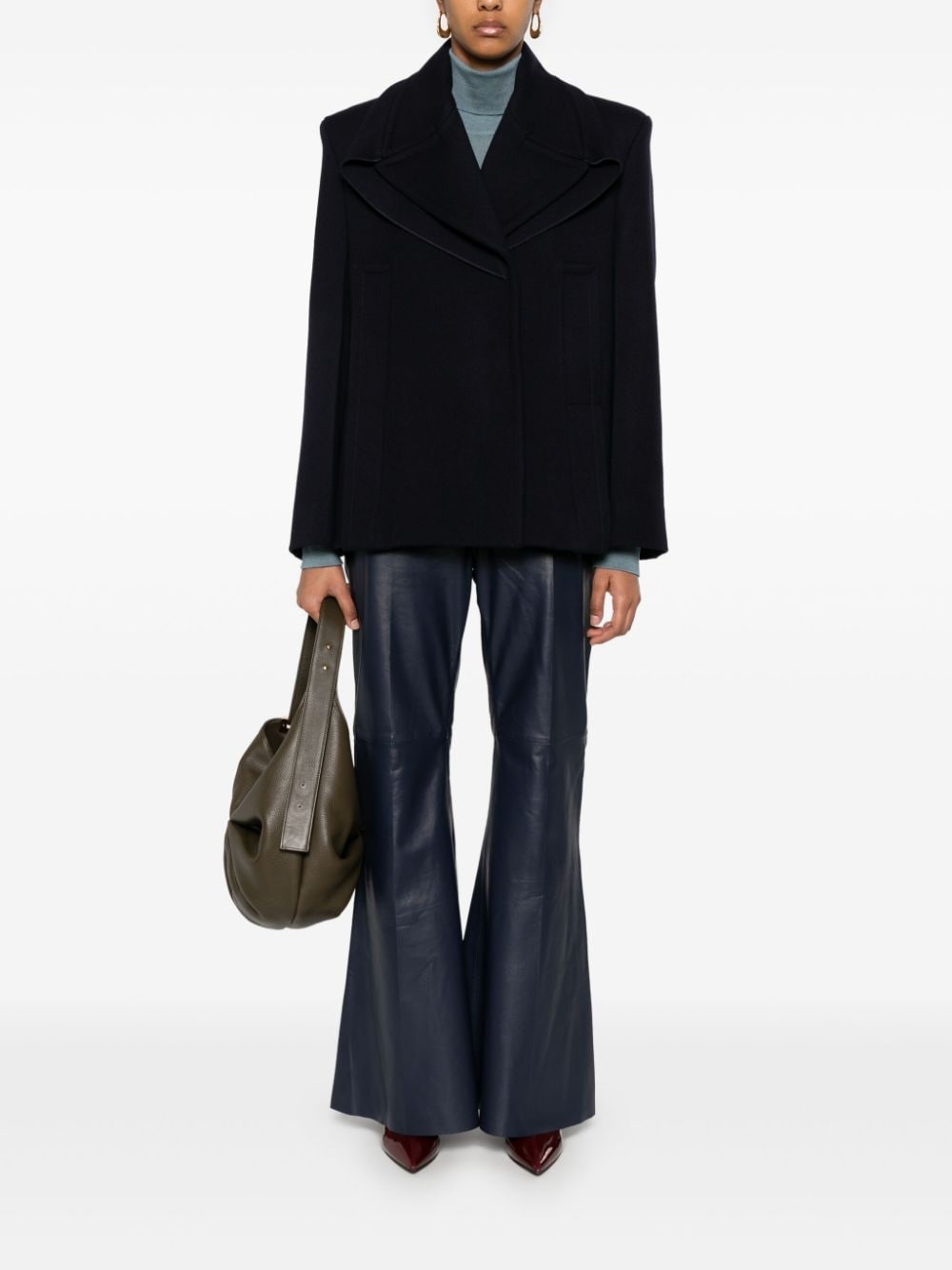 pointed-shoulder peacoat - 2