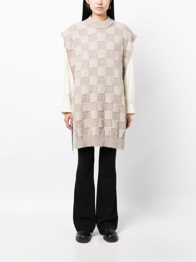 UMA WANG checkerboard-pattern knitted vest outlook