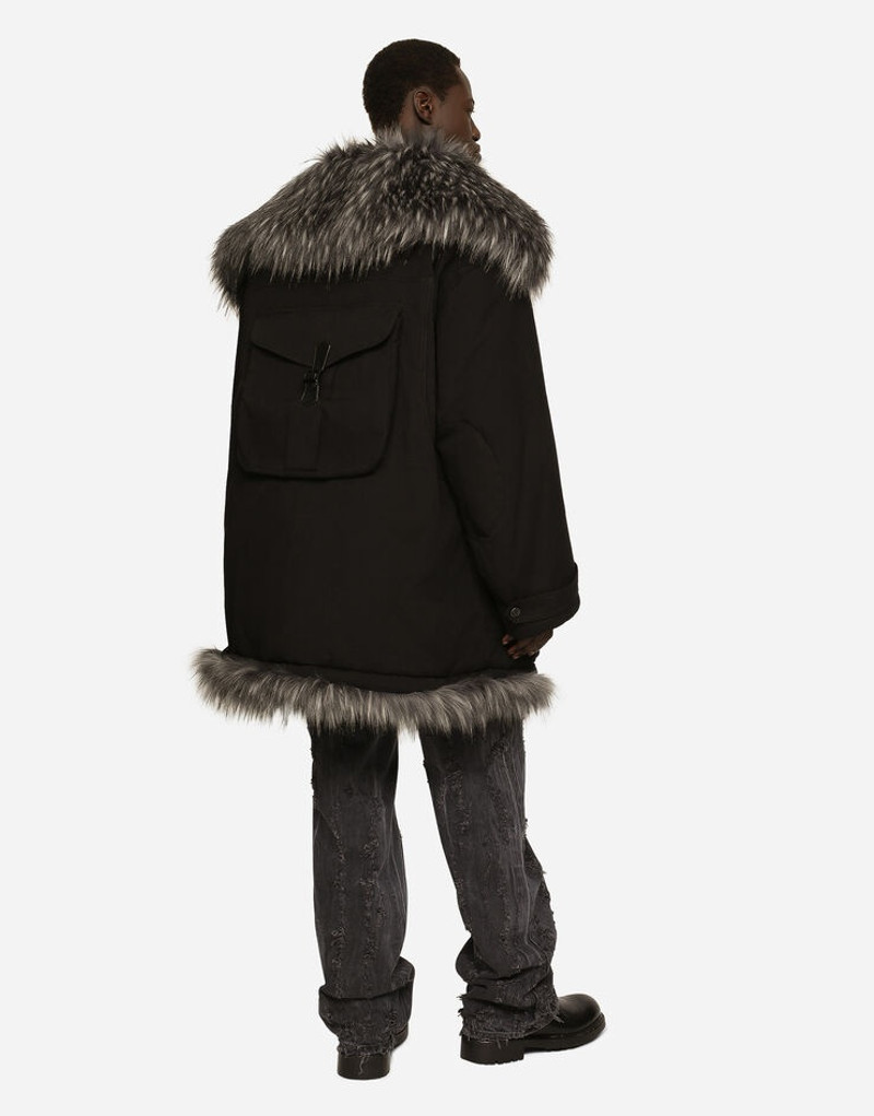 Multi-pocket cotton pea coat with faux fur details 3