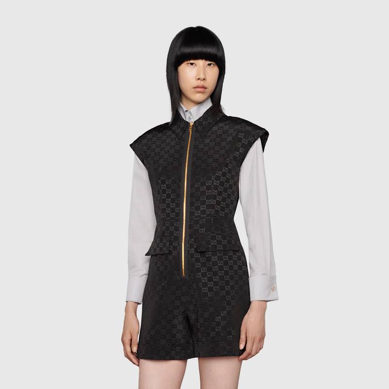 Faille jumpsuit with G buckle belt 5