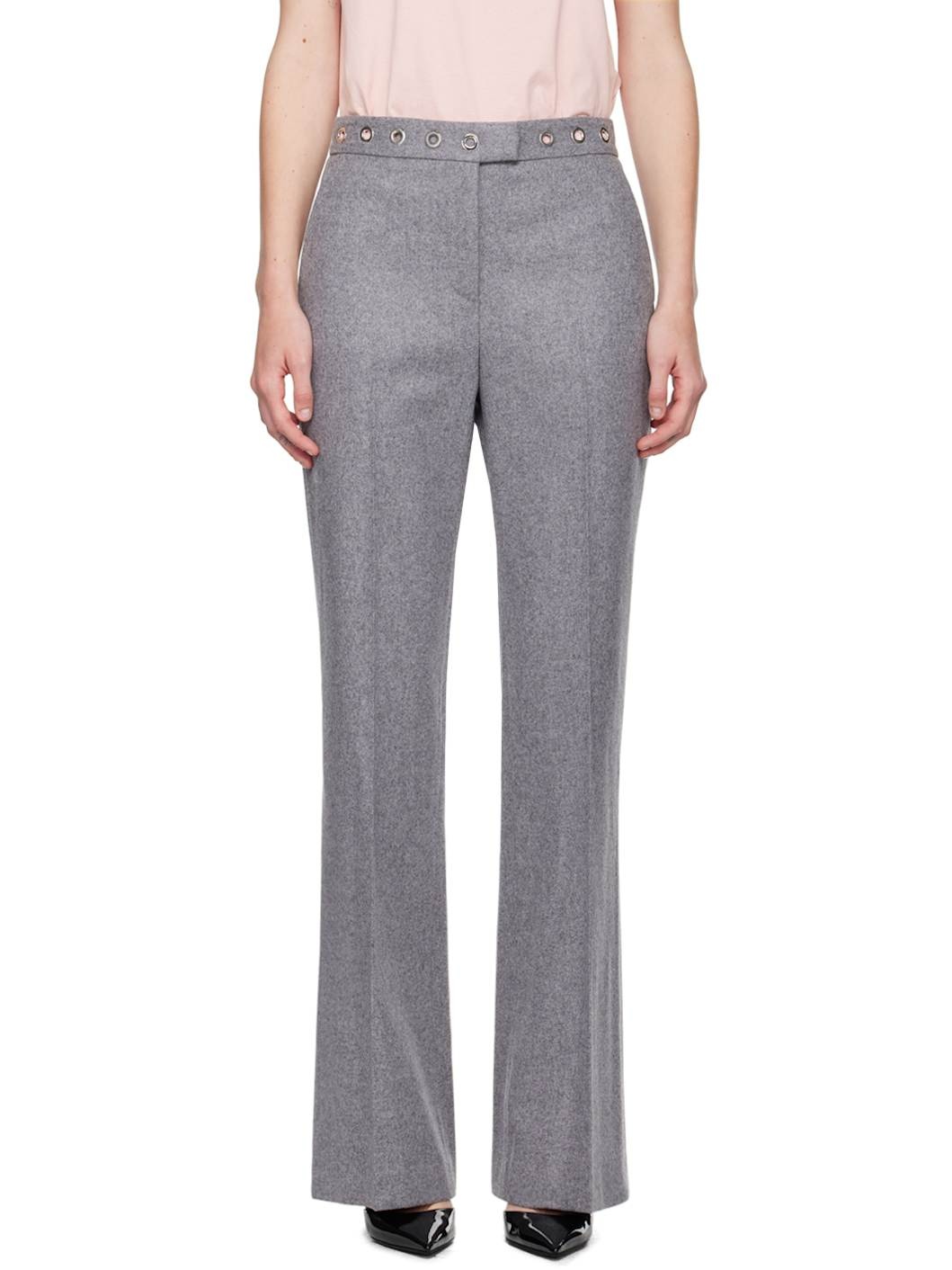 Gray Eyelet Trousers - 1