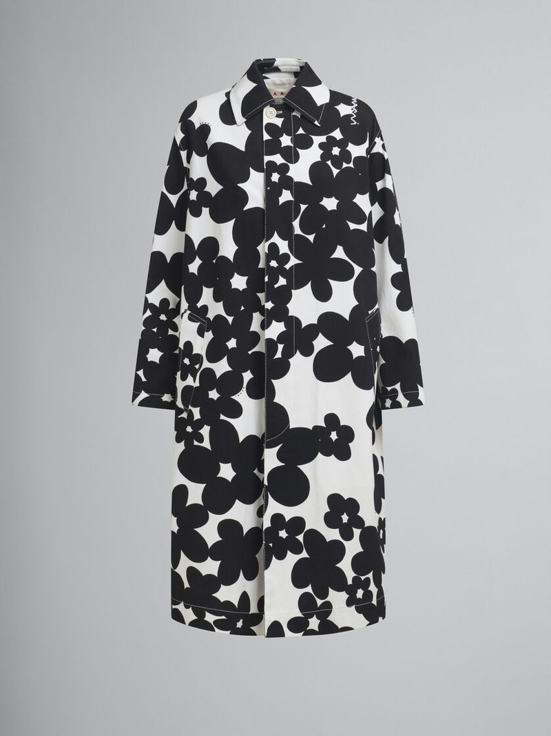 COTTON DUSTER COAT WITH BLACK AND WHITE DILLIES PRINT 1