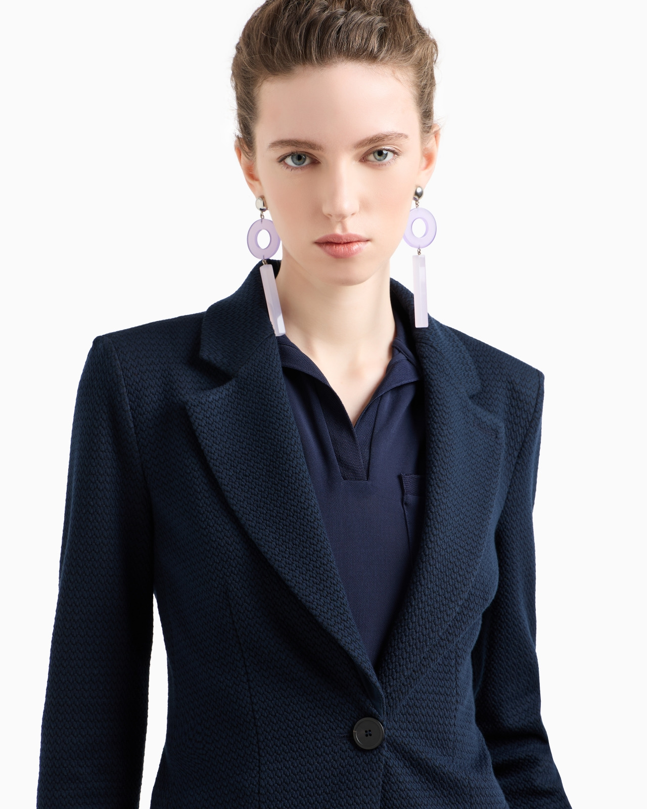 ICON SINGLE-BREASTED JACKET IN AN EMBOSSED JACQUARD KNIT JERSEY - 5