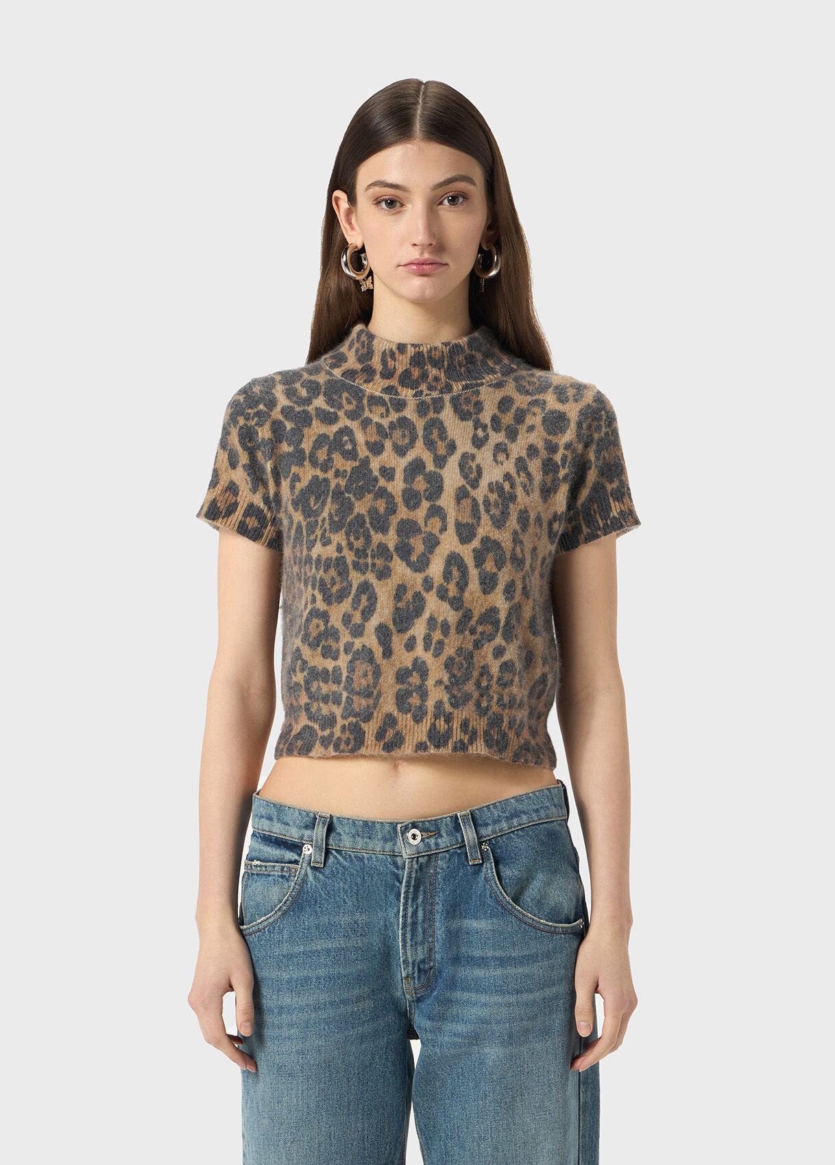 GRANDAD NECK SWEATER WITH ANIMAL-PRINT - 2