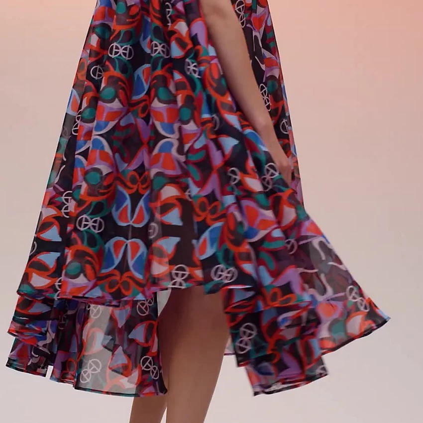 "Fleurs Miroir H Rond" beach dress with shoulder straps - 2