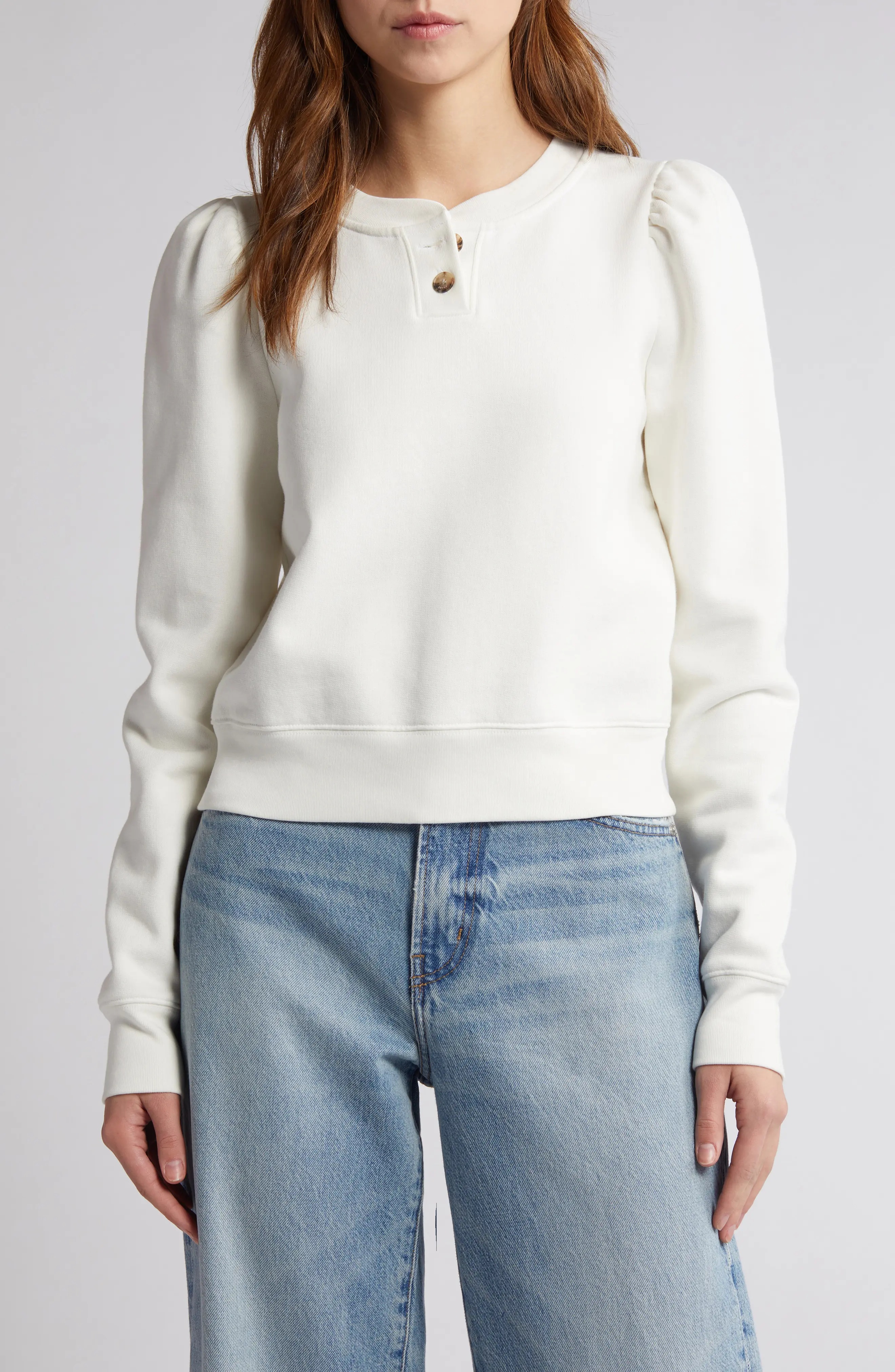 Femme Cotton Blend Henley Sweatshirt - 1