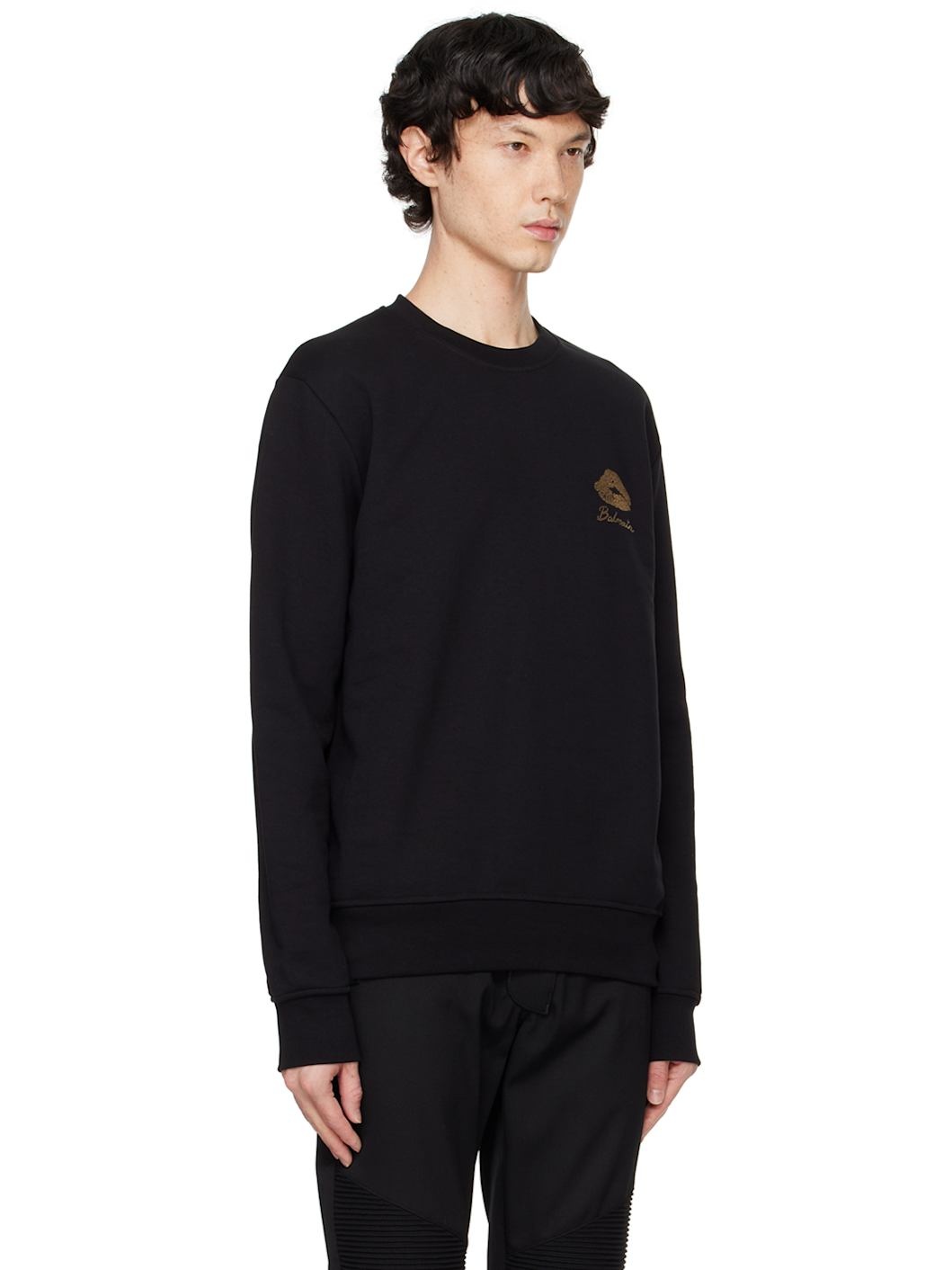 Black 'Balmain Kiss' Print Sweatshirt - 2