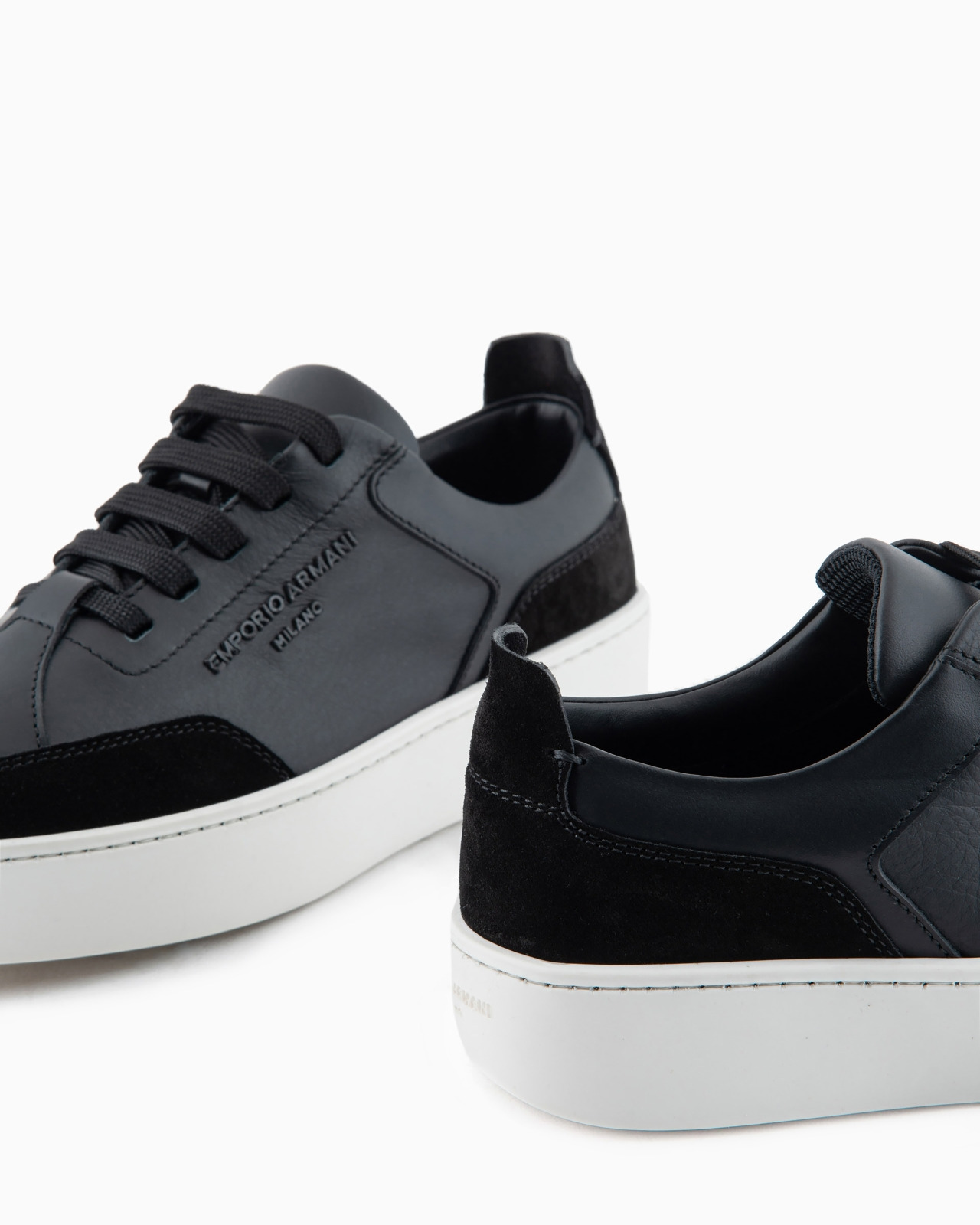 Leather sneakers with suede details and embossed logo - 5