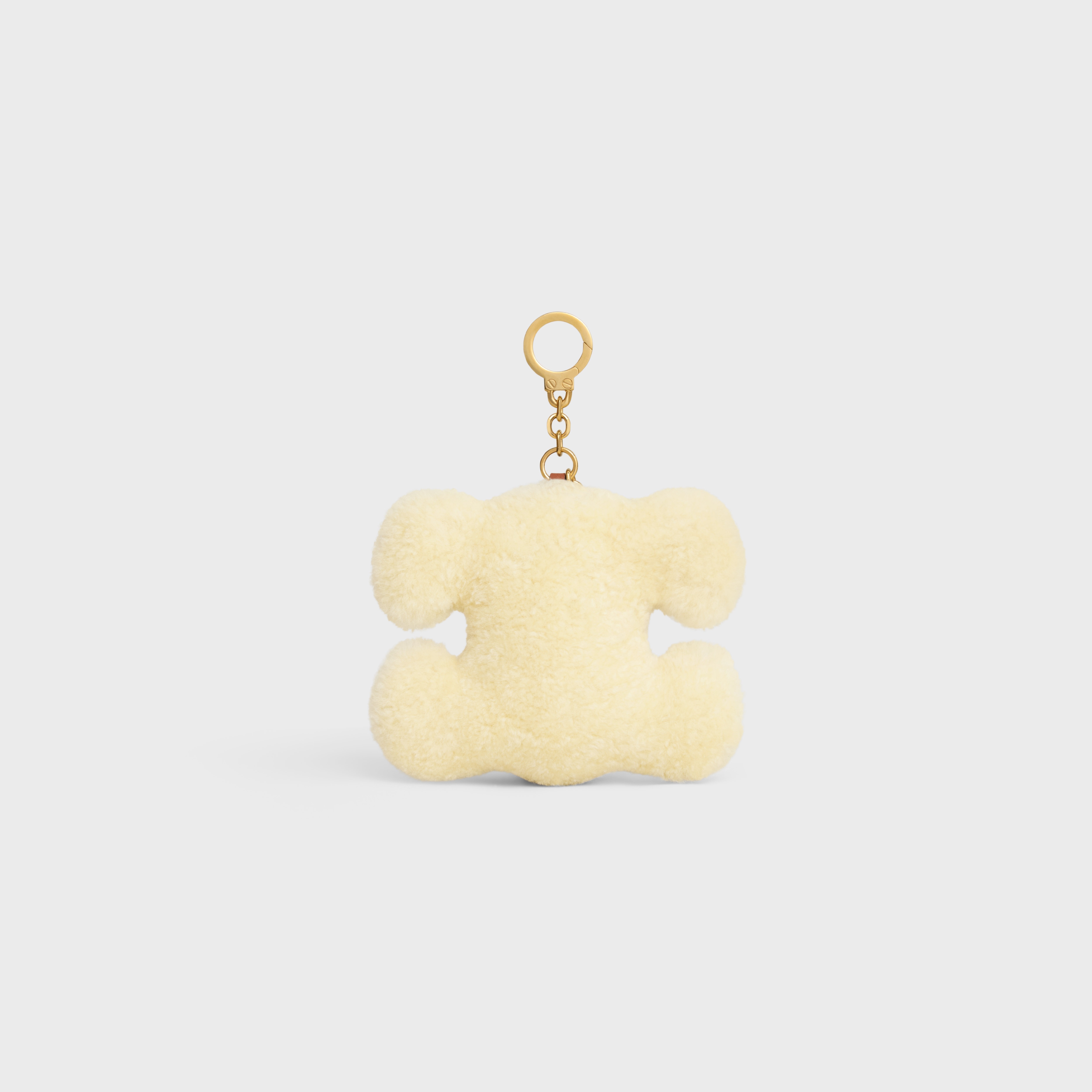 TRIOMPHE pom-pom keyring  with heart in SHEARLING AND ACETATE with GOLD FINISHING - 3