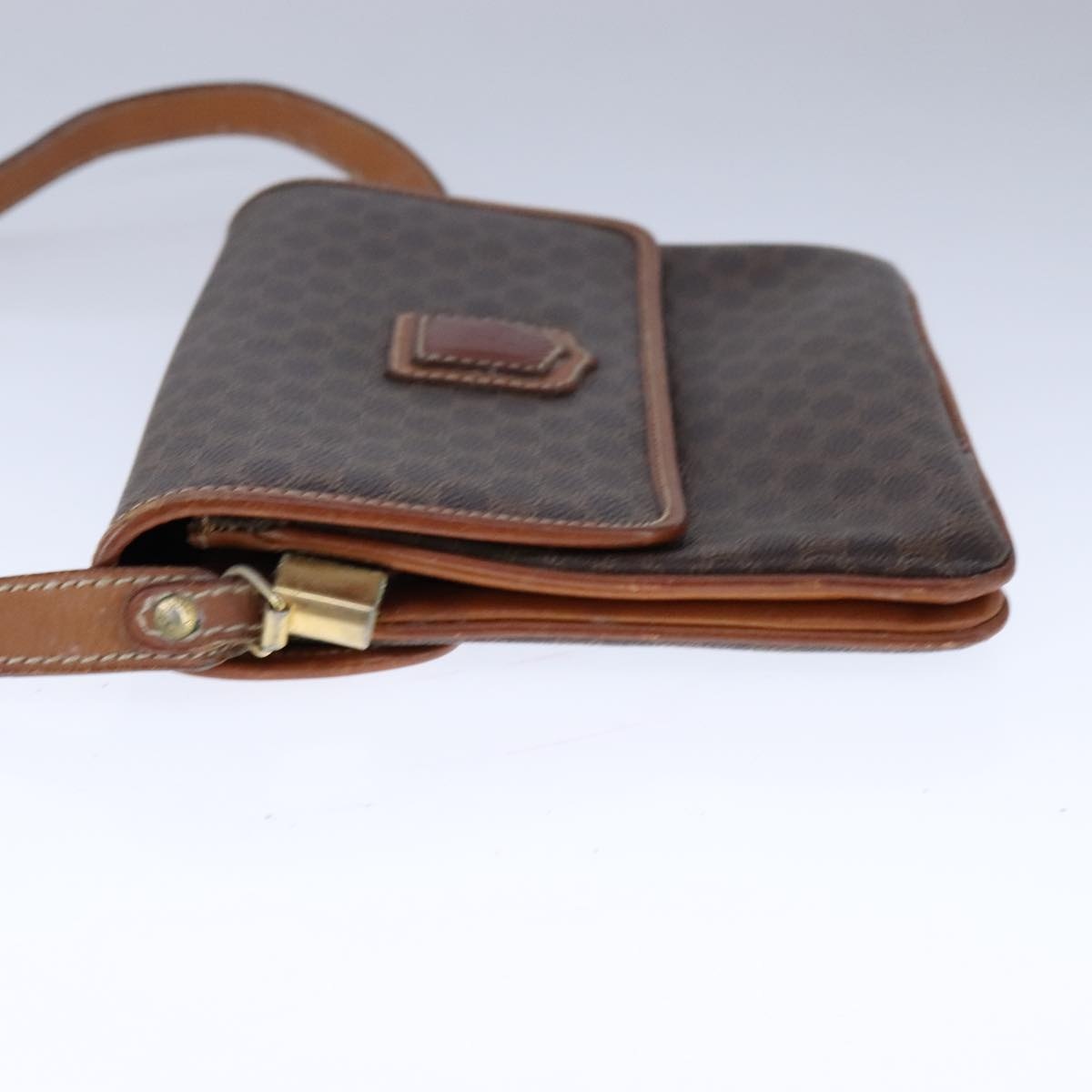 CELINE Macadam Canvas Shoulder Bag Pvc Leather Brown - 4