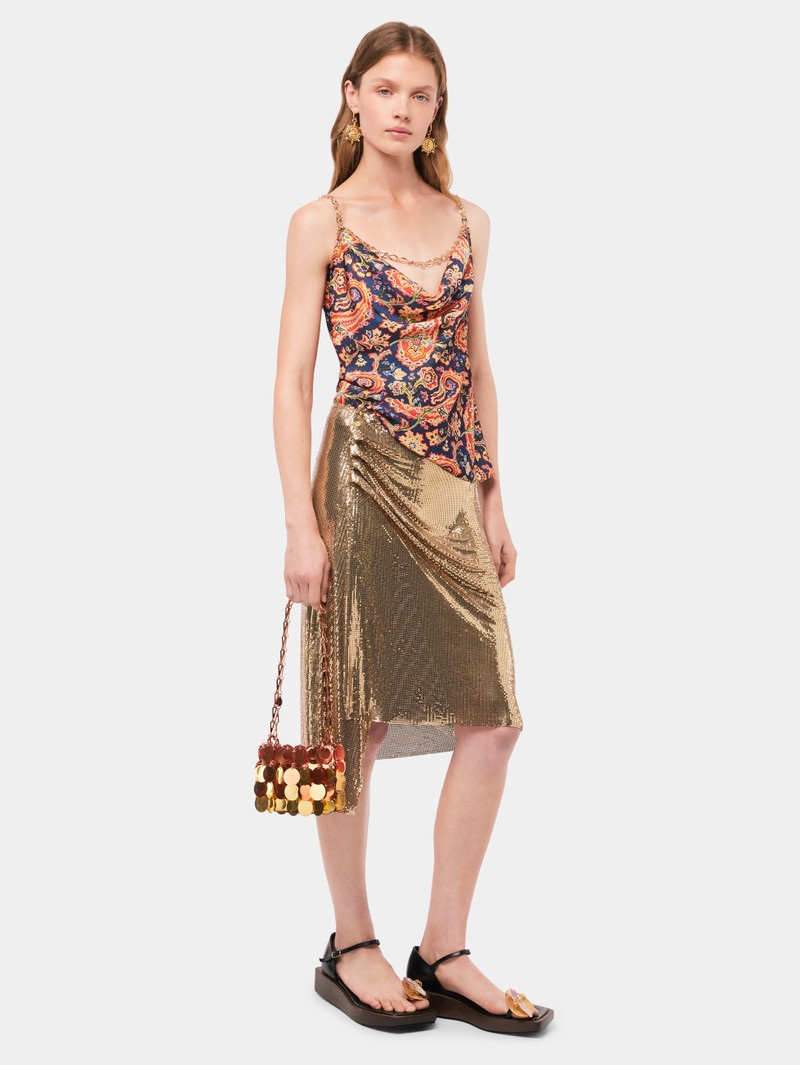 rabanne GOLD DRAPÉ PRESSION CHAINMAIL SKIRT outlook