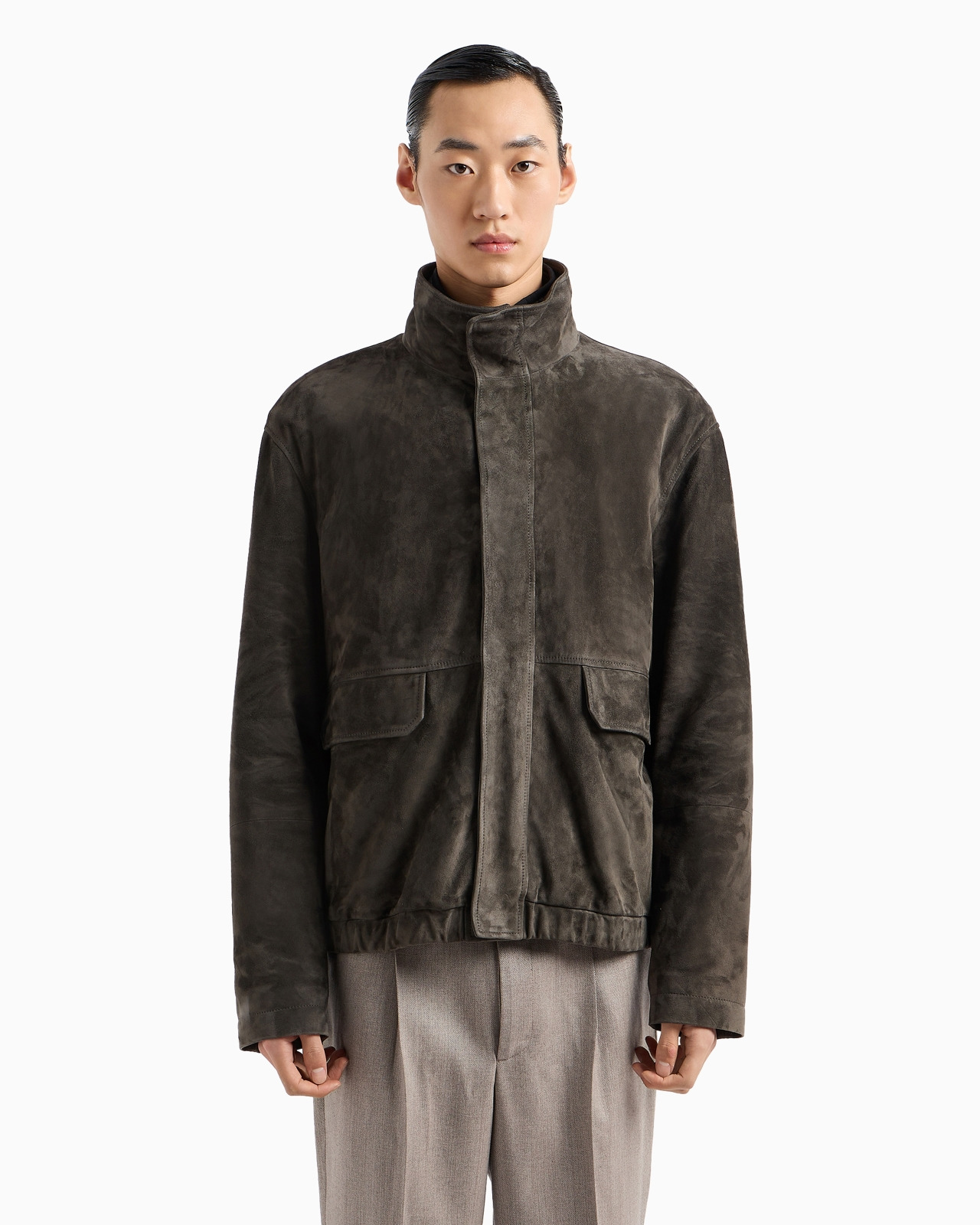 Goat suede relaxed-fit blouson with removable inner jacket - 2