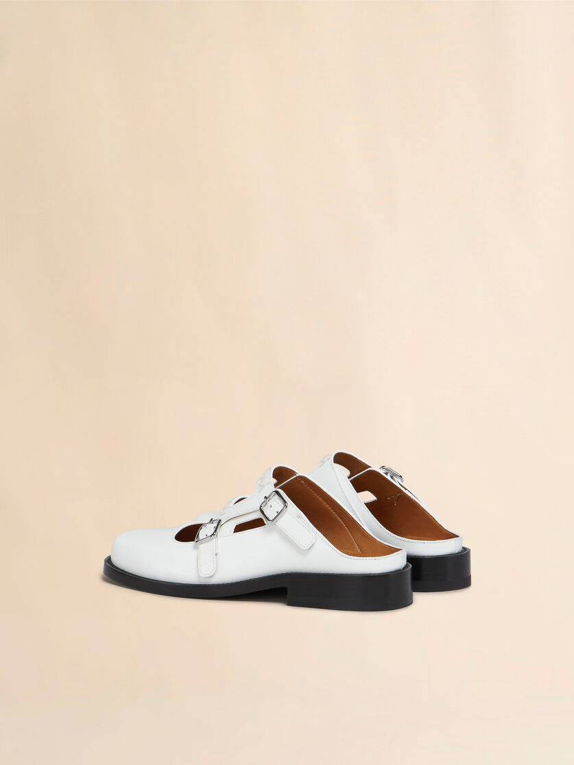 WHITE LEATHER BAMBI 3.0 LOAFER WITH DOUBLE BUCKLE - 3