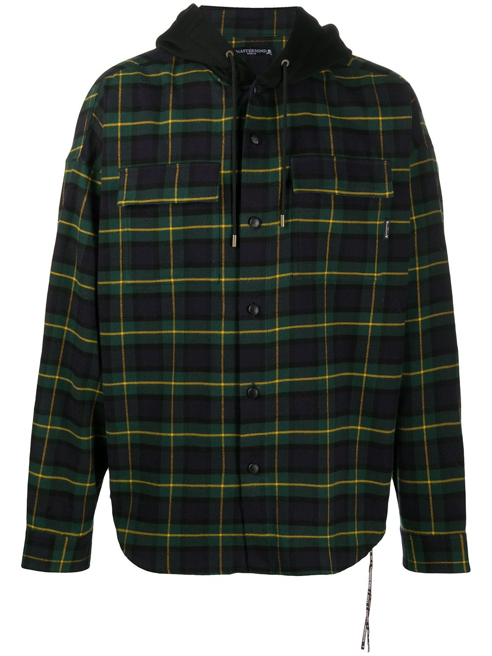 hooded plaid shirt jacket - 1