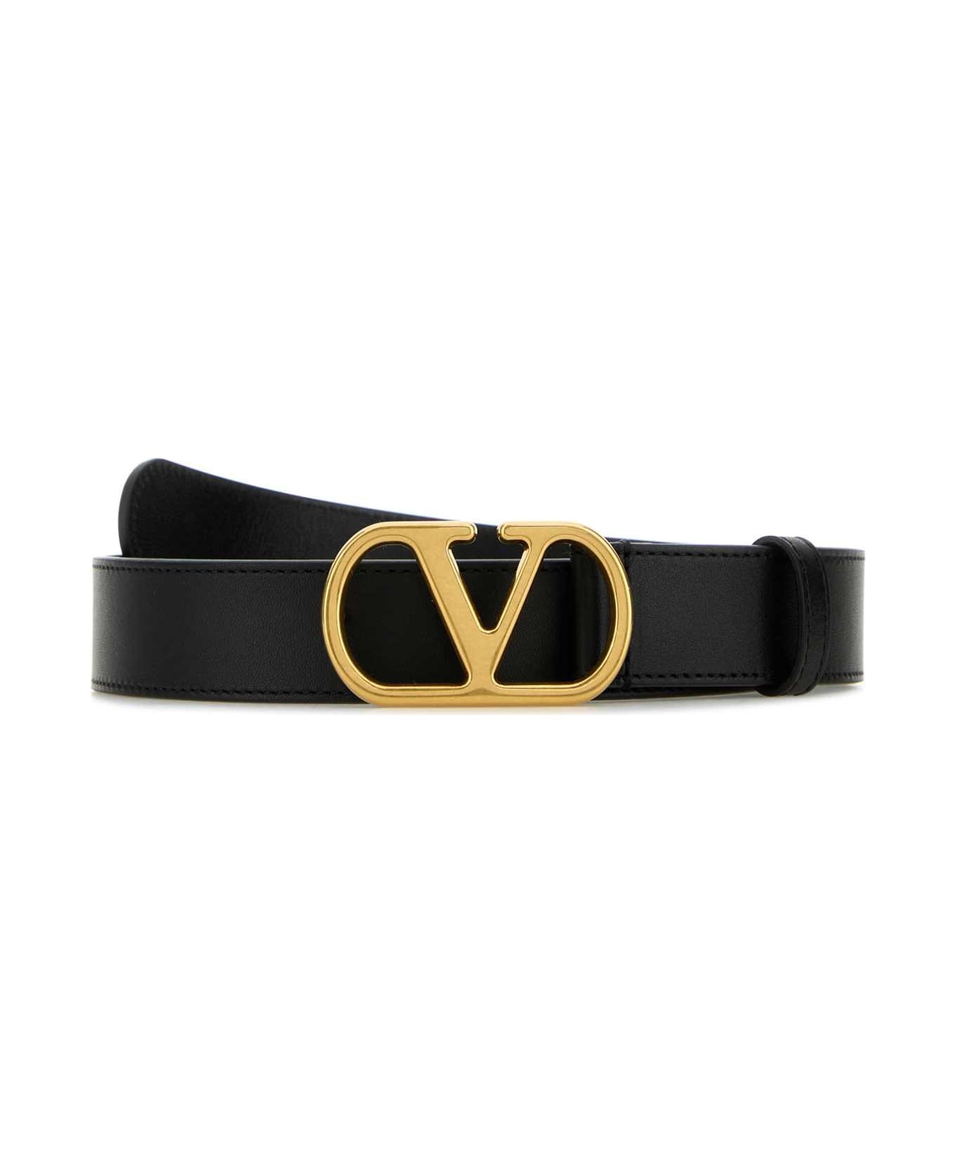 Black Leather Vlogo Belt - 1