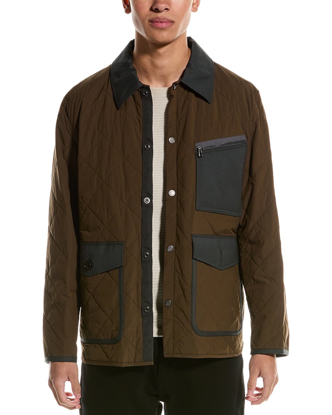 Theory Diamond Quilted Wool-Trim Jacket - 1