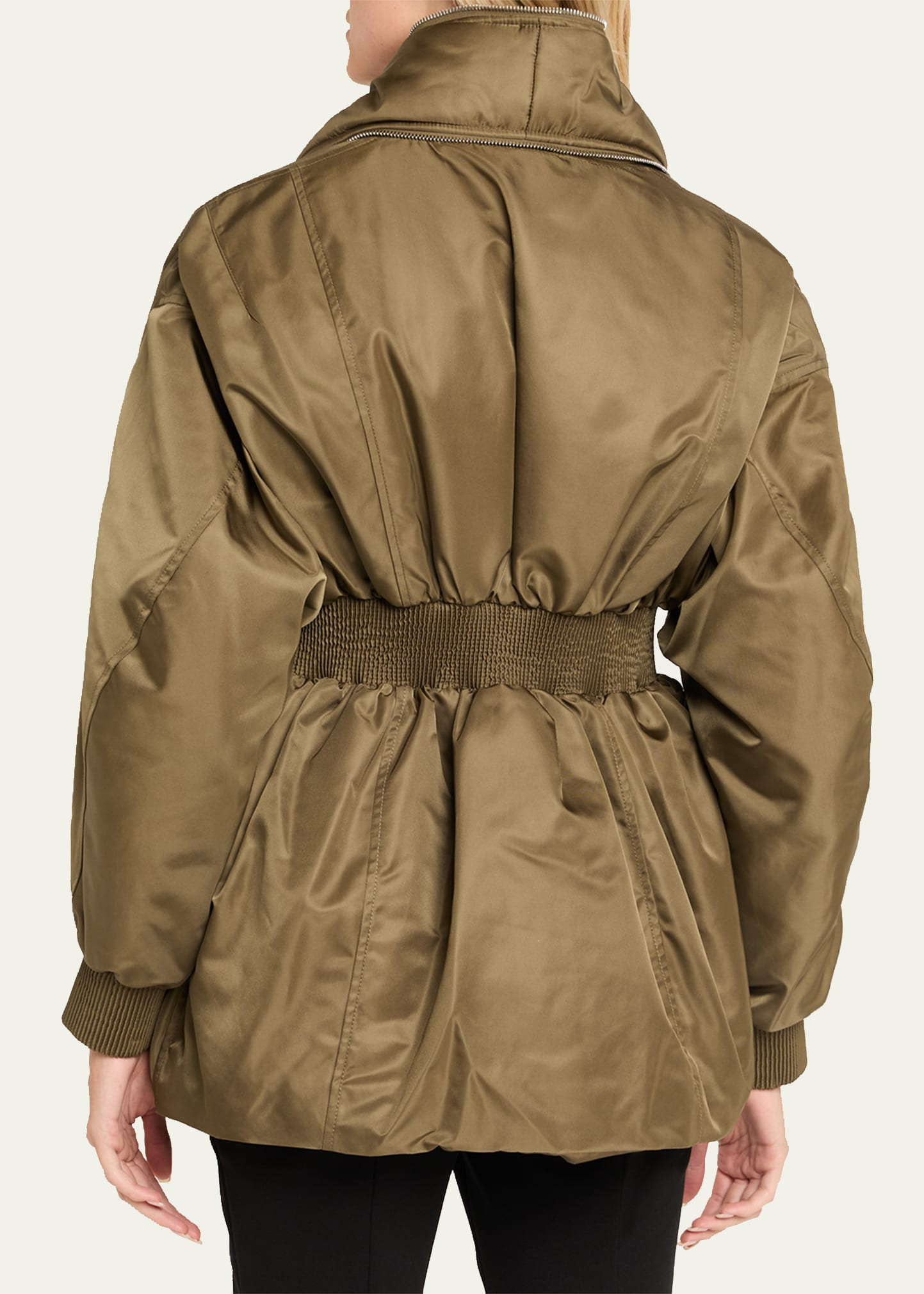 Dual-Zipper Shawl Collar Bomber Jacket - 3