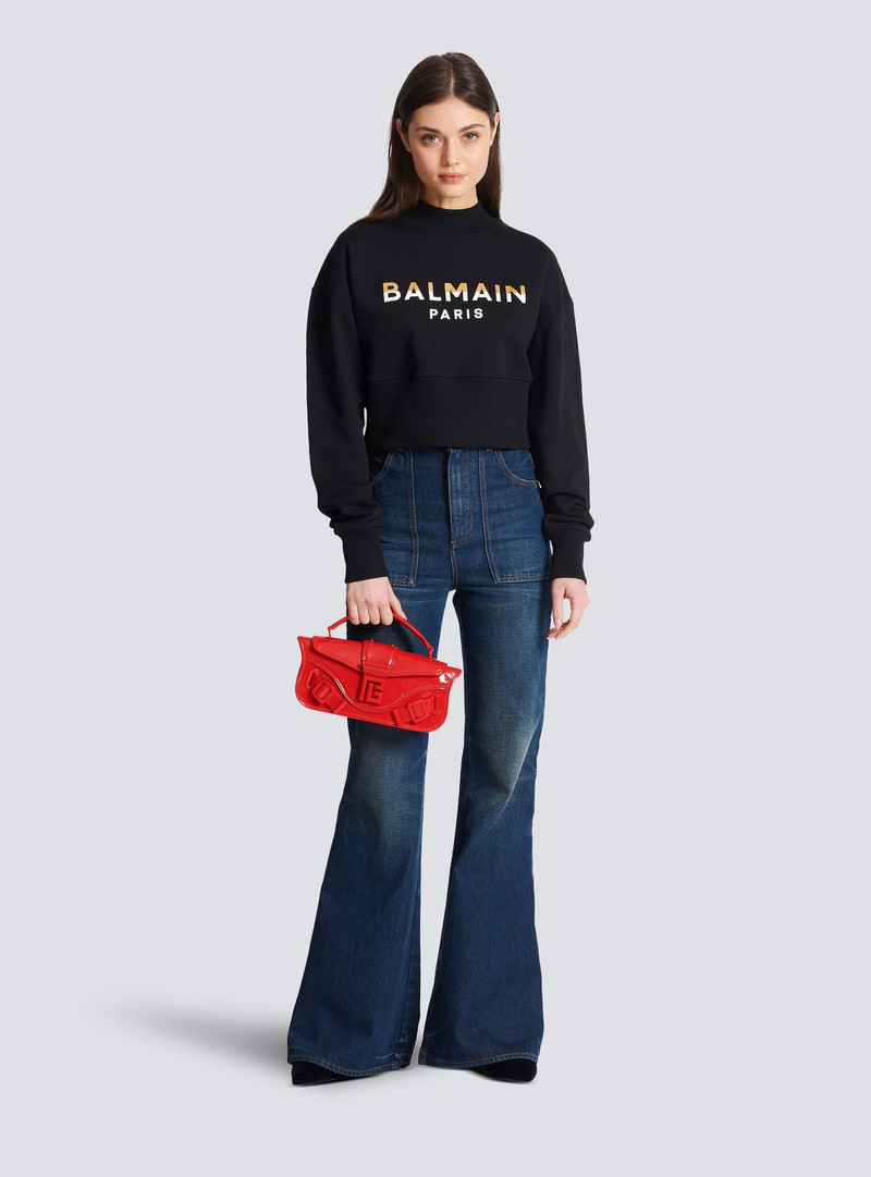 Balmain Cropped sweatshirt with Balmain Paris print outlook