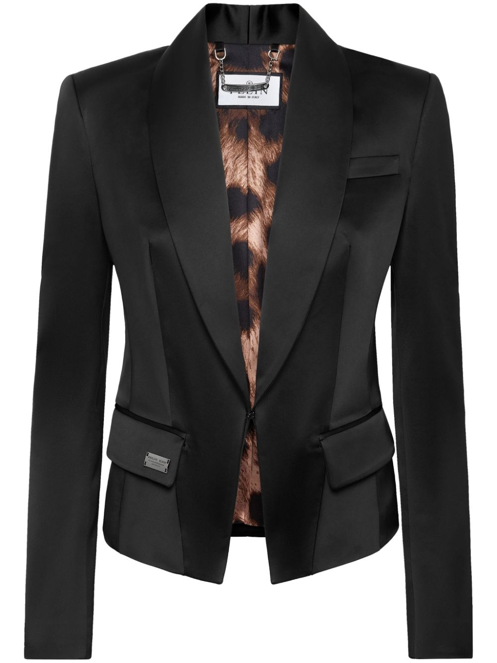 satin-finish single-breasted blazer - 1