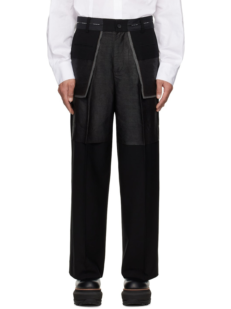 Black Deconstructed Patchwork Trousers 1