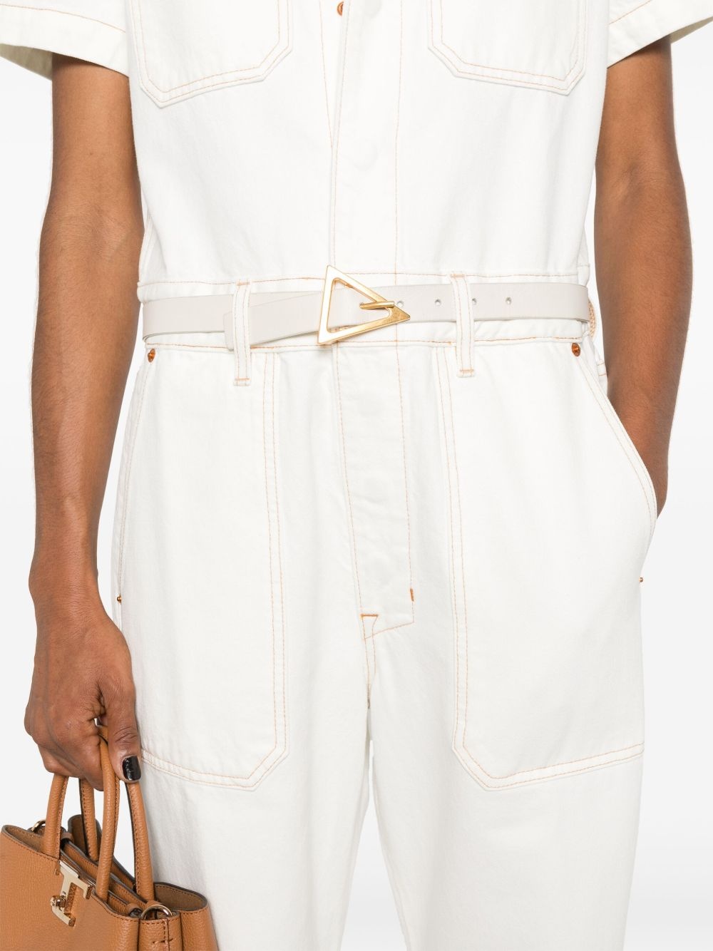 short-sleeved twill jumpsuit - 5