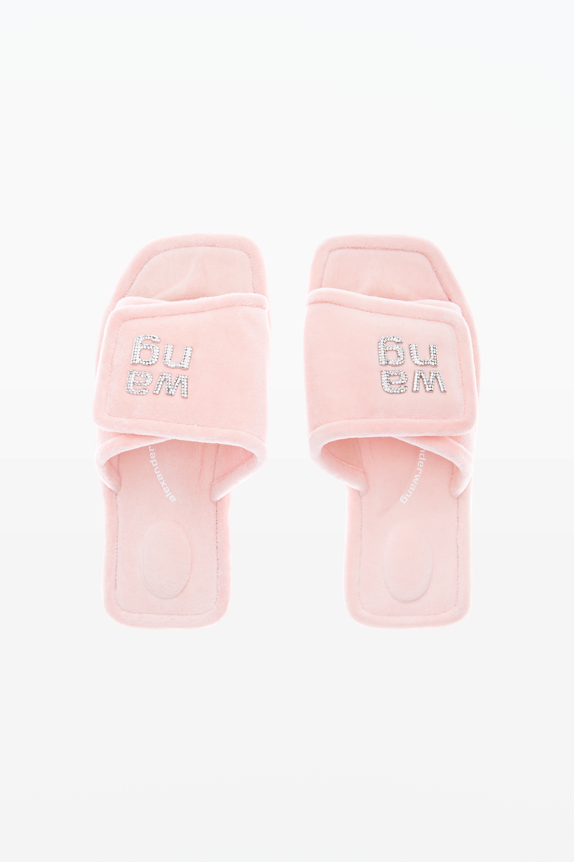 LANA PADDED VELOUR CRYSTAL LOGO SLIPPERS - 5