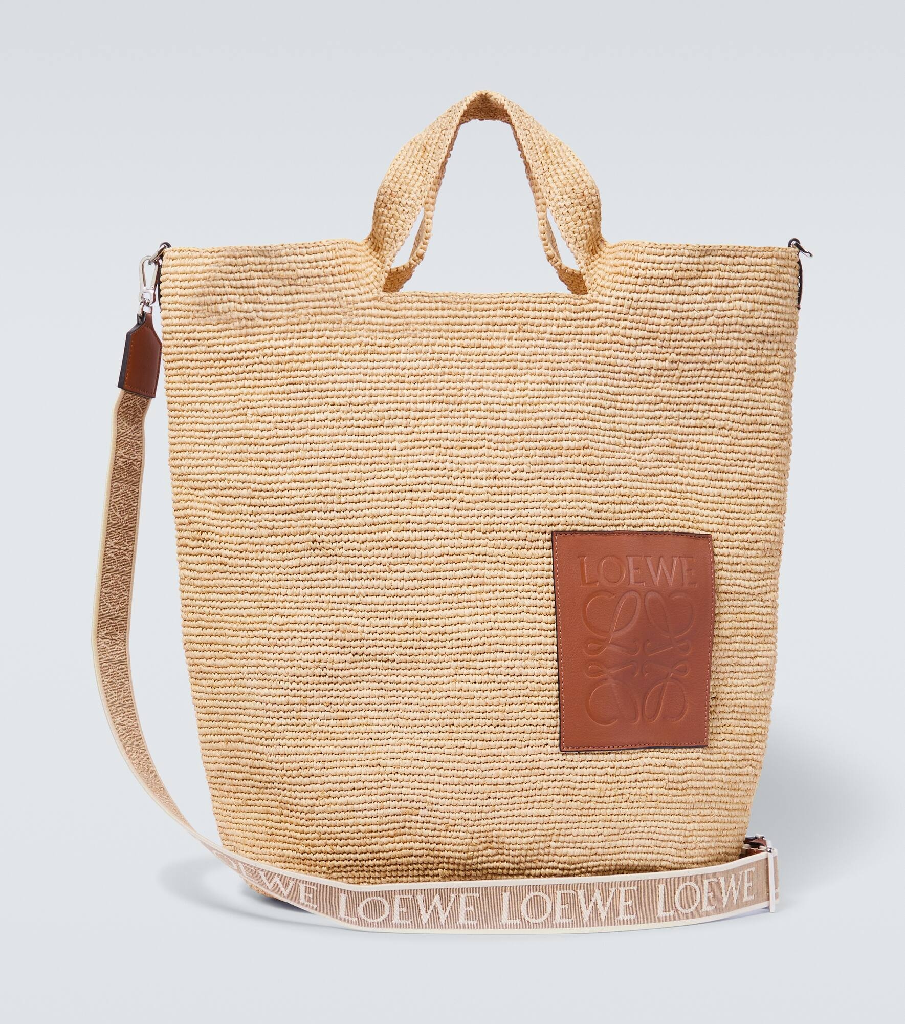 Paula's Ibiza Slit Large Anagram raffia tote bag - 1