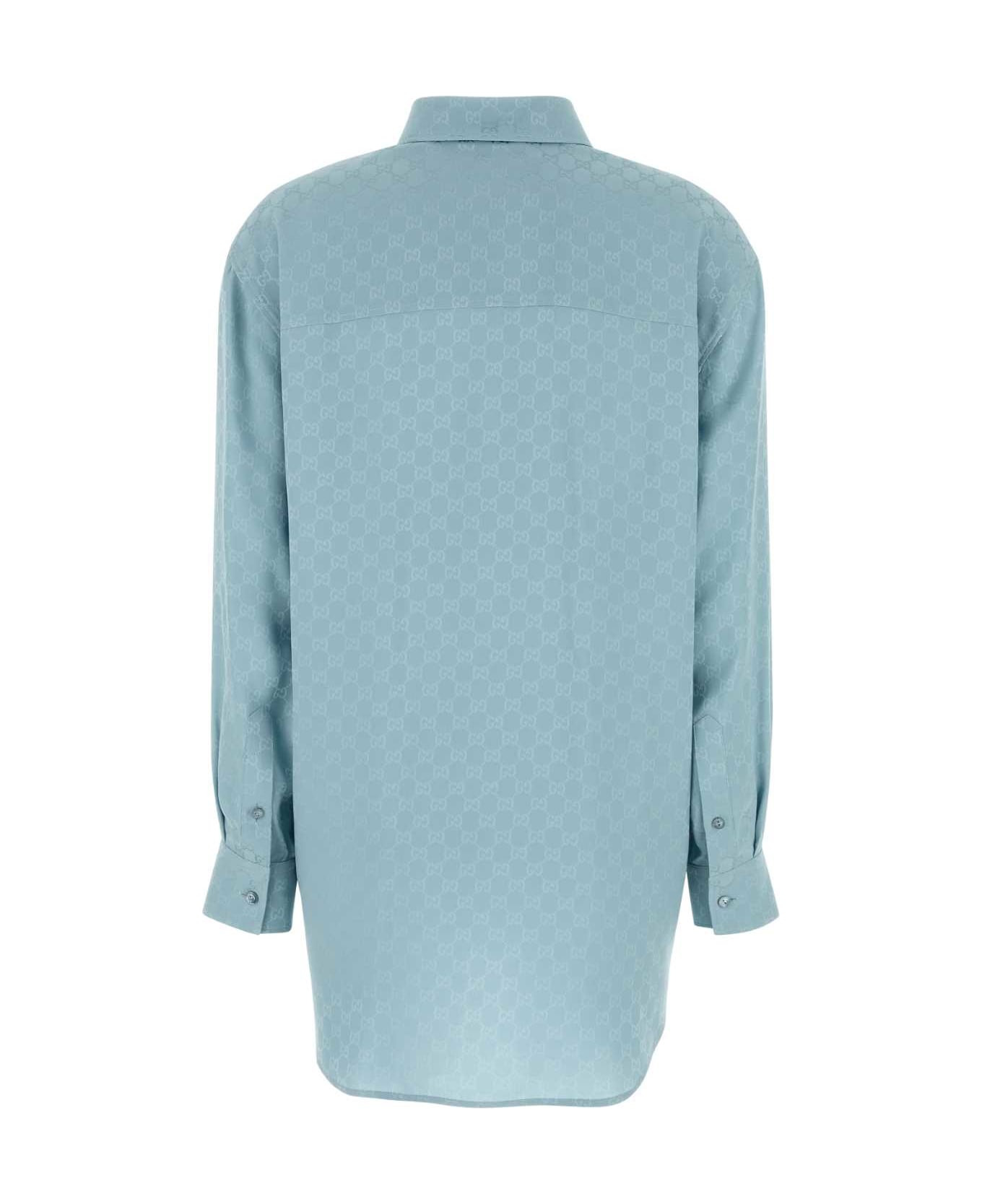 Light Blue Silk Oversize Shirt - 2