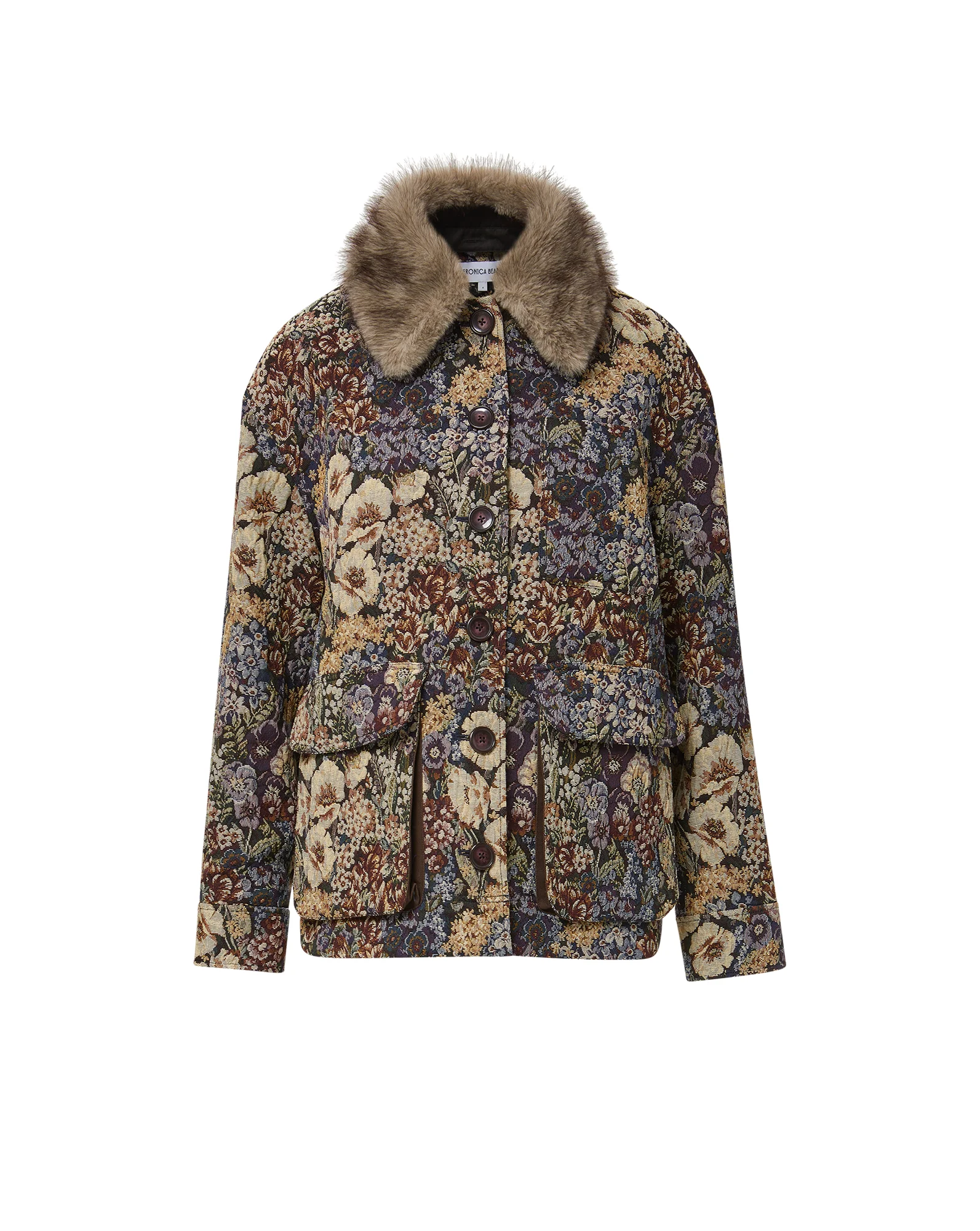 BLAKE REMOVABLE-COLLAR BROCADE COAT - 1