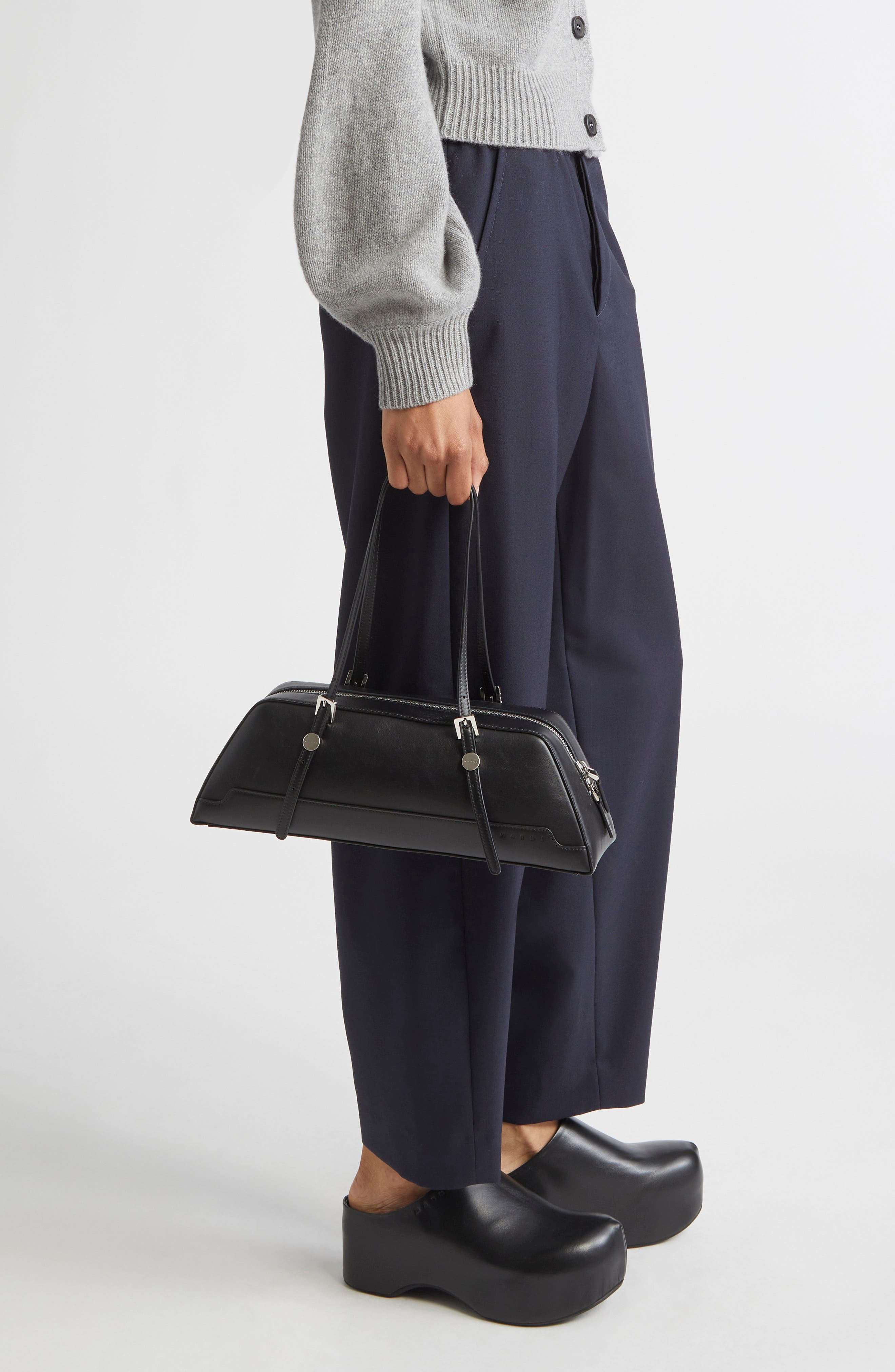 Marni Small East/West Leather Tote in Black at Nordstrom - 2
