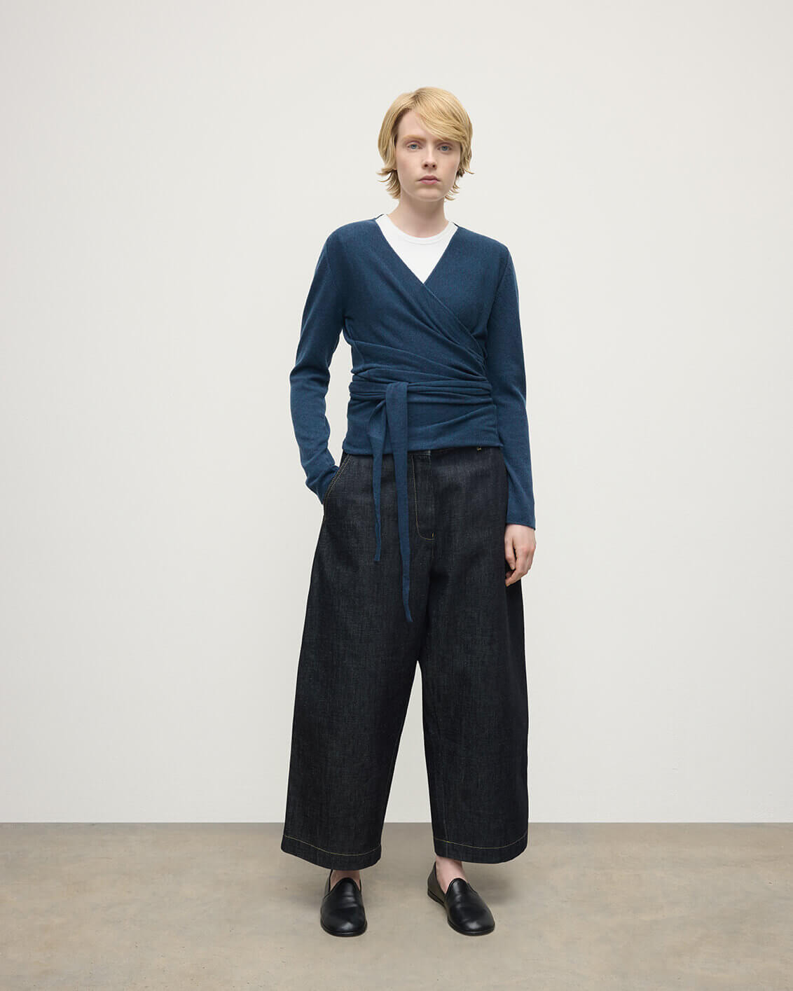 Ballet Wrap Navy Cashmere Cardigan - 2